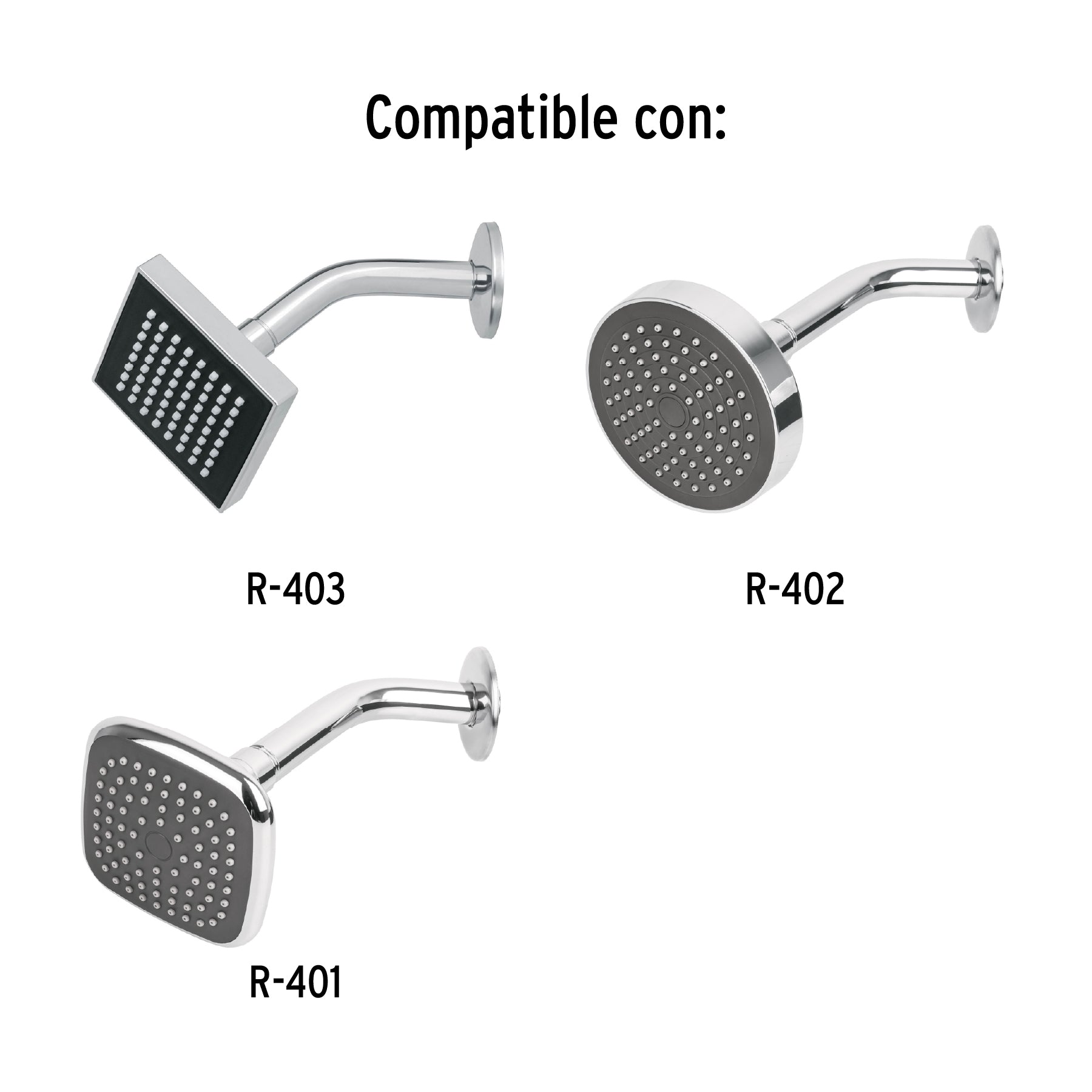 Brazo de acero cromado y chapetón de acero inox p/regadera