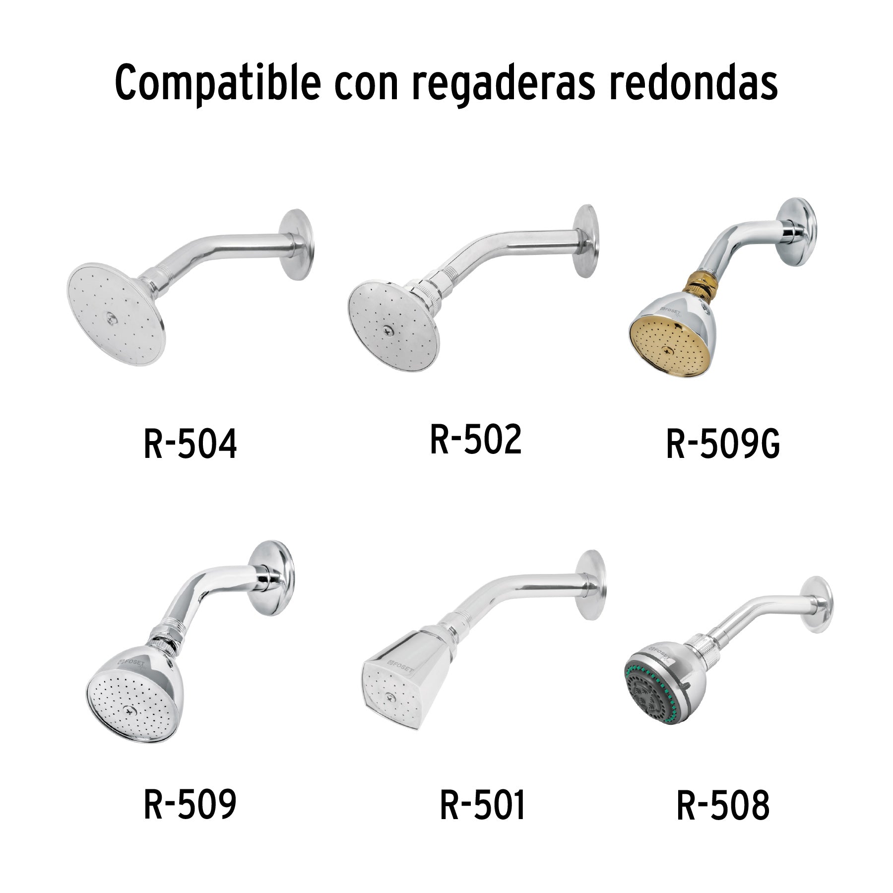 Brazo de acero cromado y chapetón de acero inox p/regadera