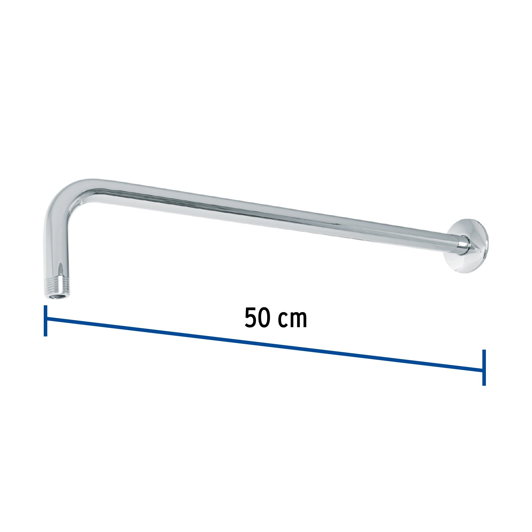 Brazo recto 50 cm con chapetón para regadera, cromo, FOSET