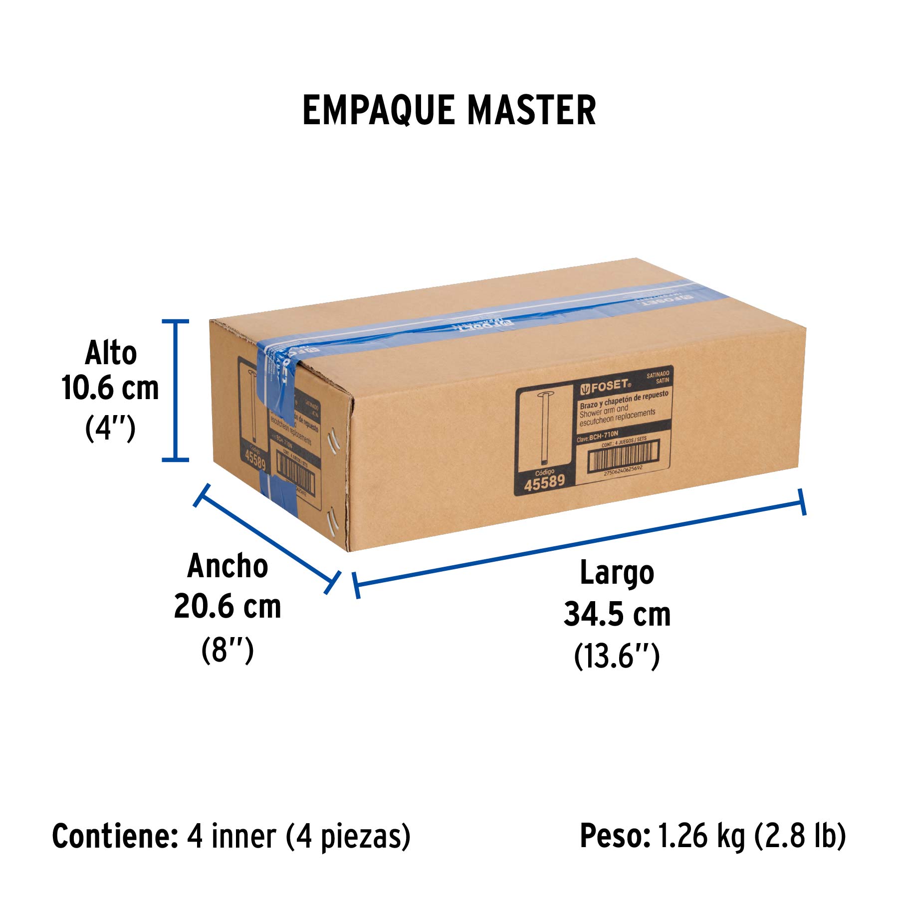 Brazo y chapetón para regadera techo, satín, ELEMENT - Empaque