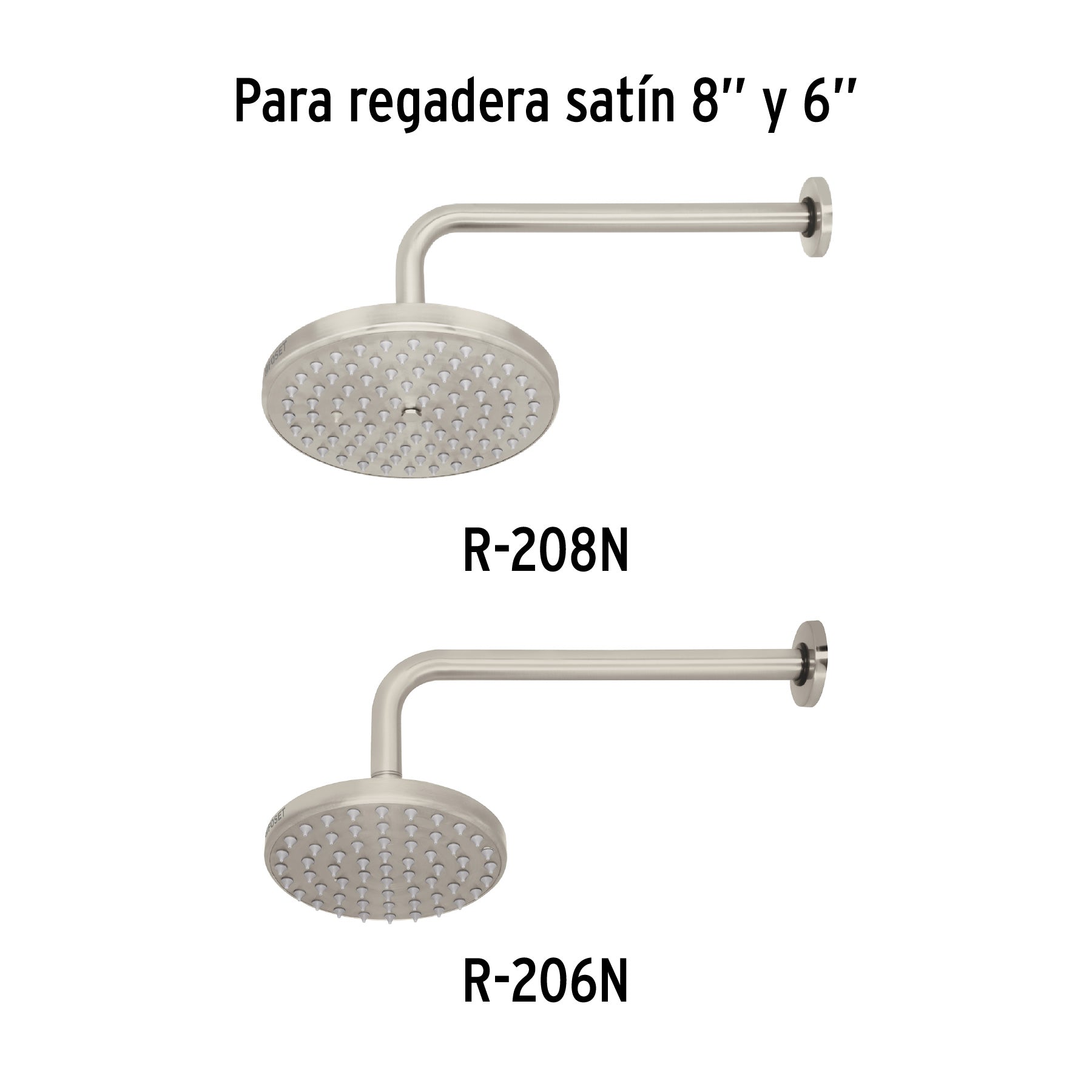 Brazo y chapetón tipo gancho para regadera, 50 cm, satinado