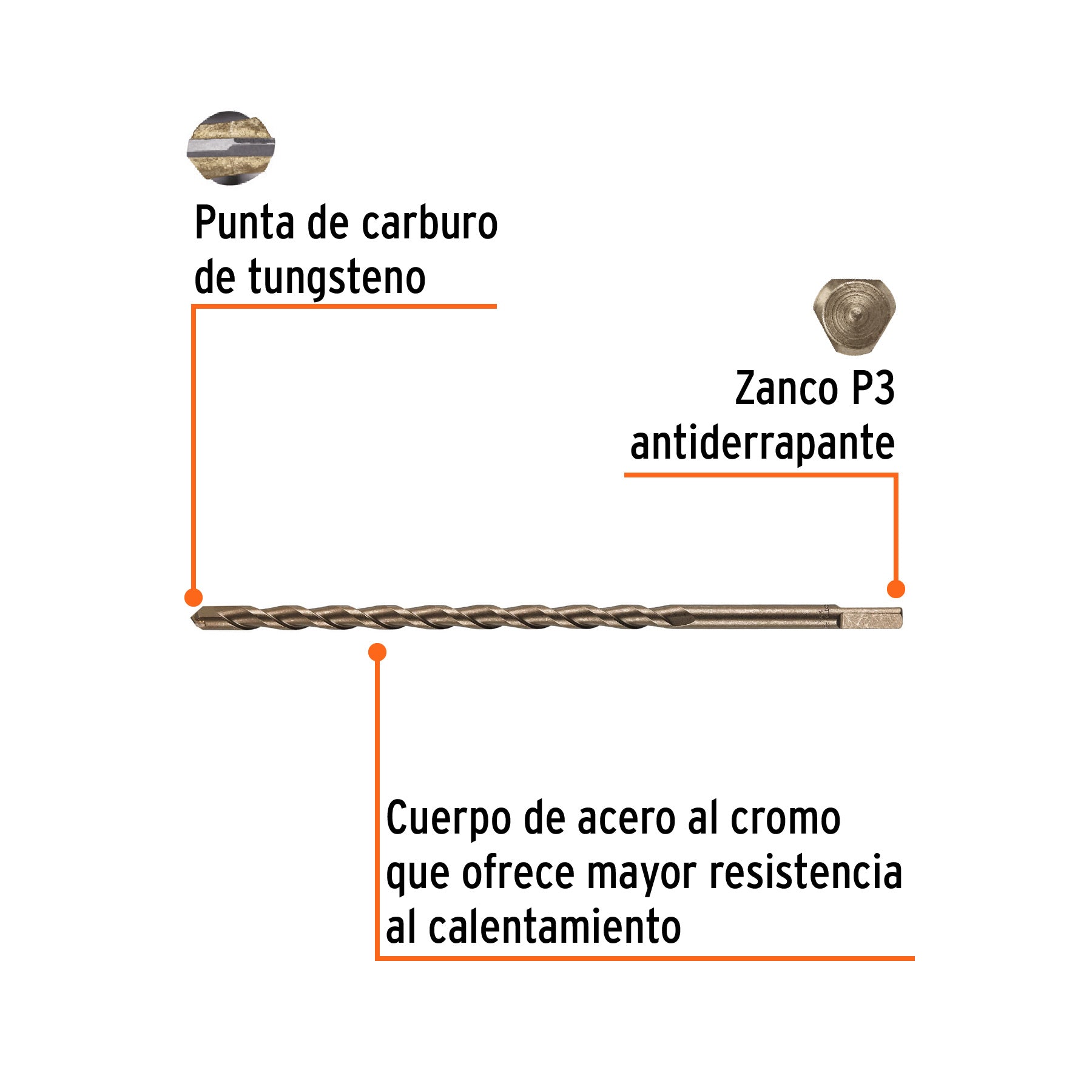 Broca para concreto de 1/2 x 12", TRUPER