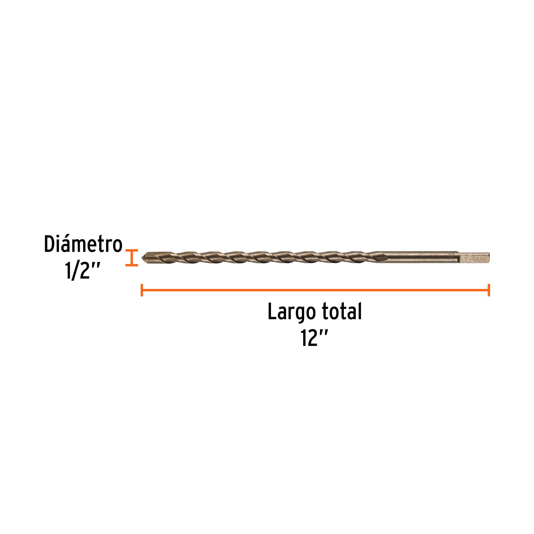 Broca para concreto de 1/2 x 12", TRUPER