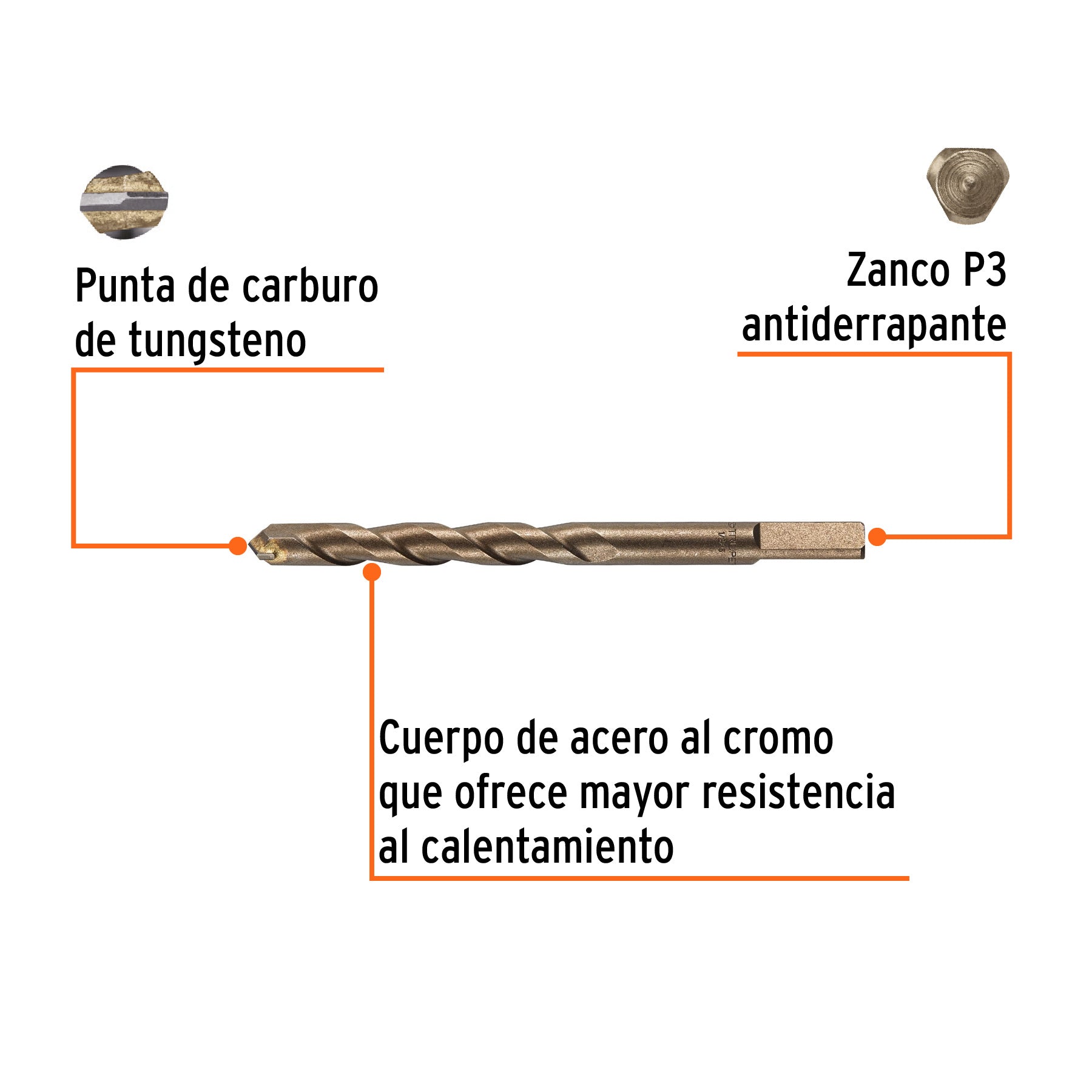 Broca para concreto de 1/2 x 6", TRUPER