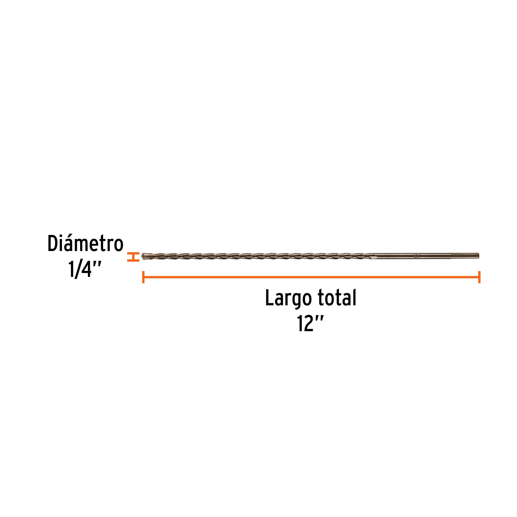 Broca para concreto de 1/4 x 12", TRUPER