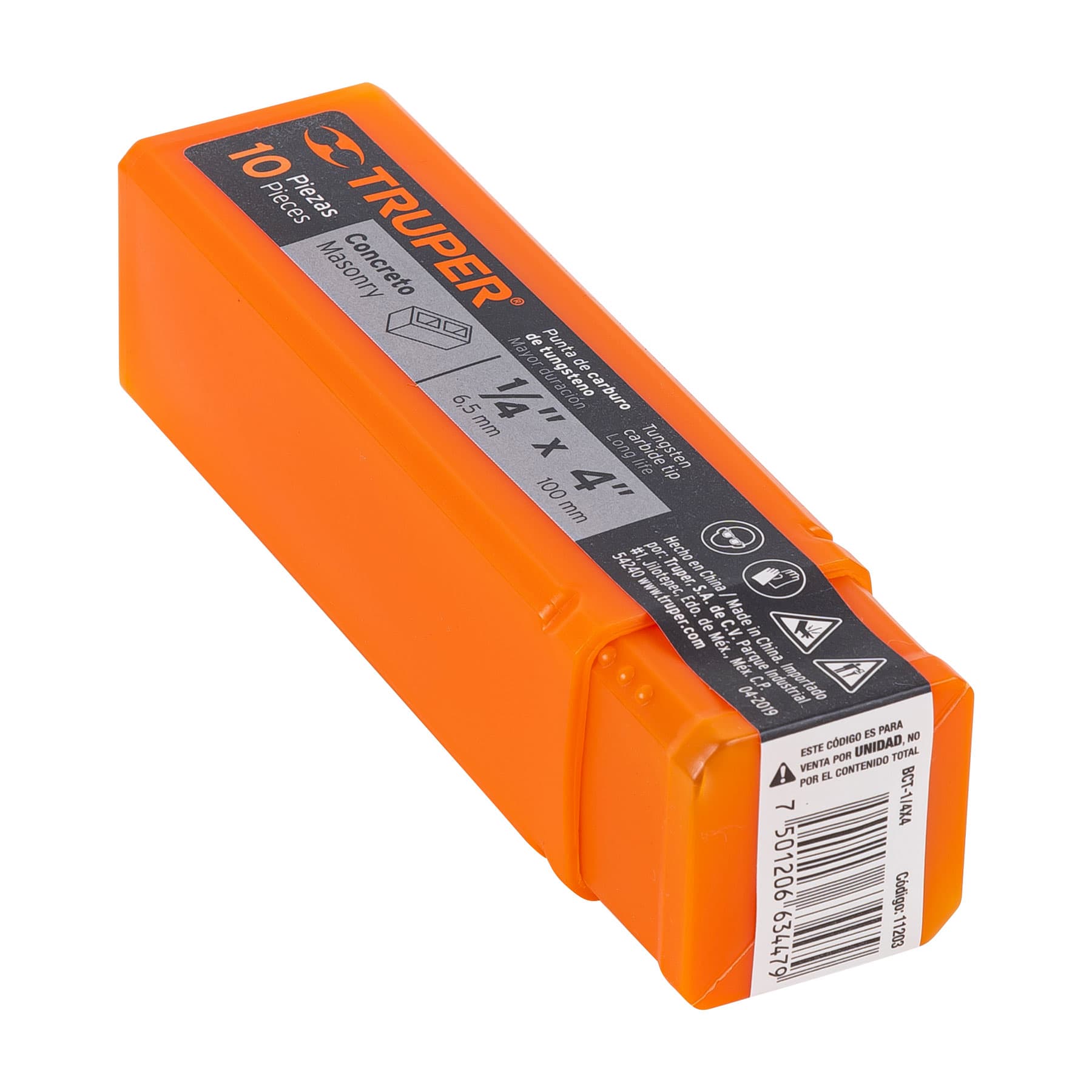 Broca para concreto de 1/4 x 4", TRUPER