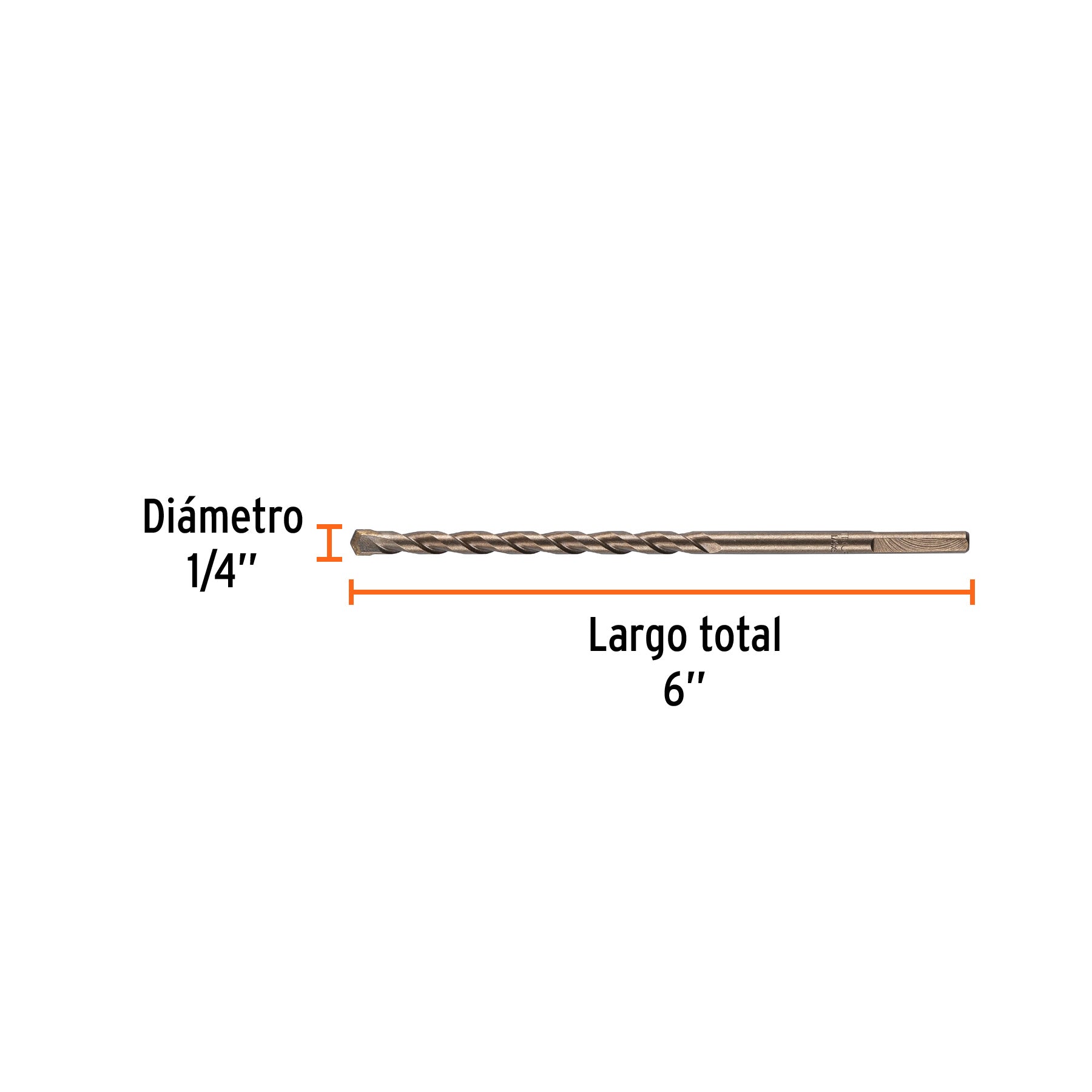 Broca para concreto de 1/4 x 6", TRUPER