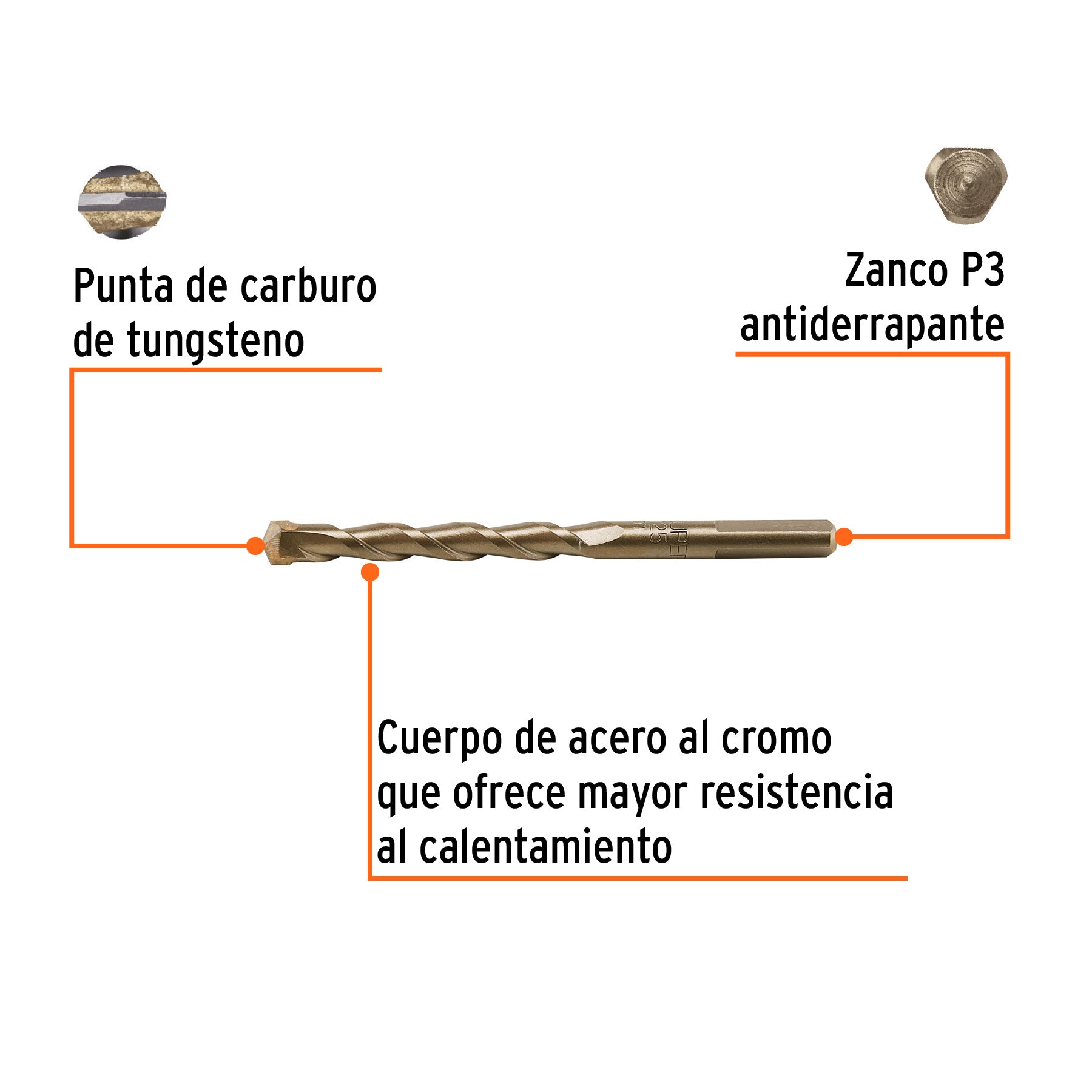 Broca para concreto 10 x 125 mm, TRUPER
