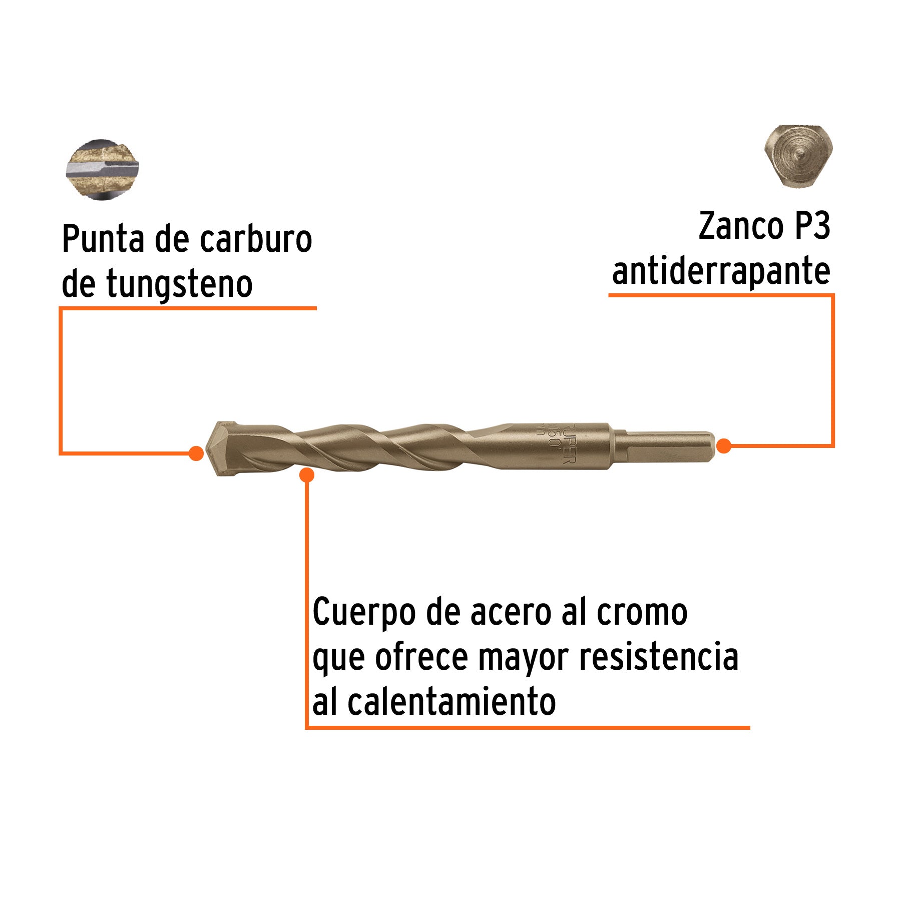 Broca para concreto 16 x 150 mm, TRUPER
