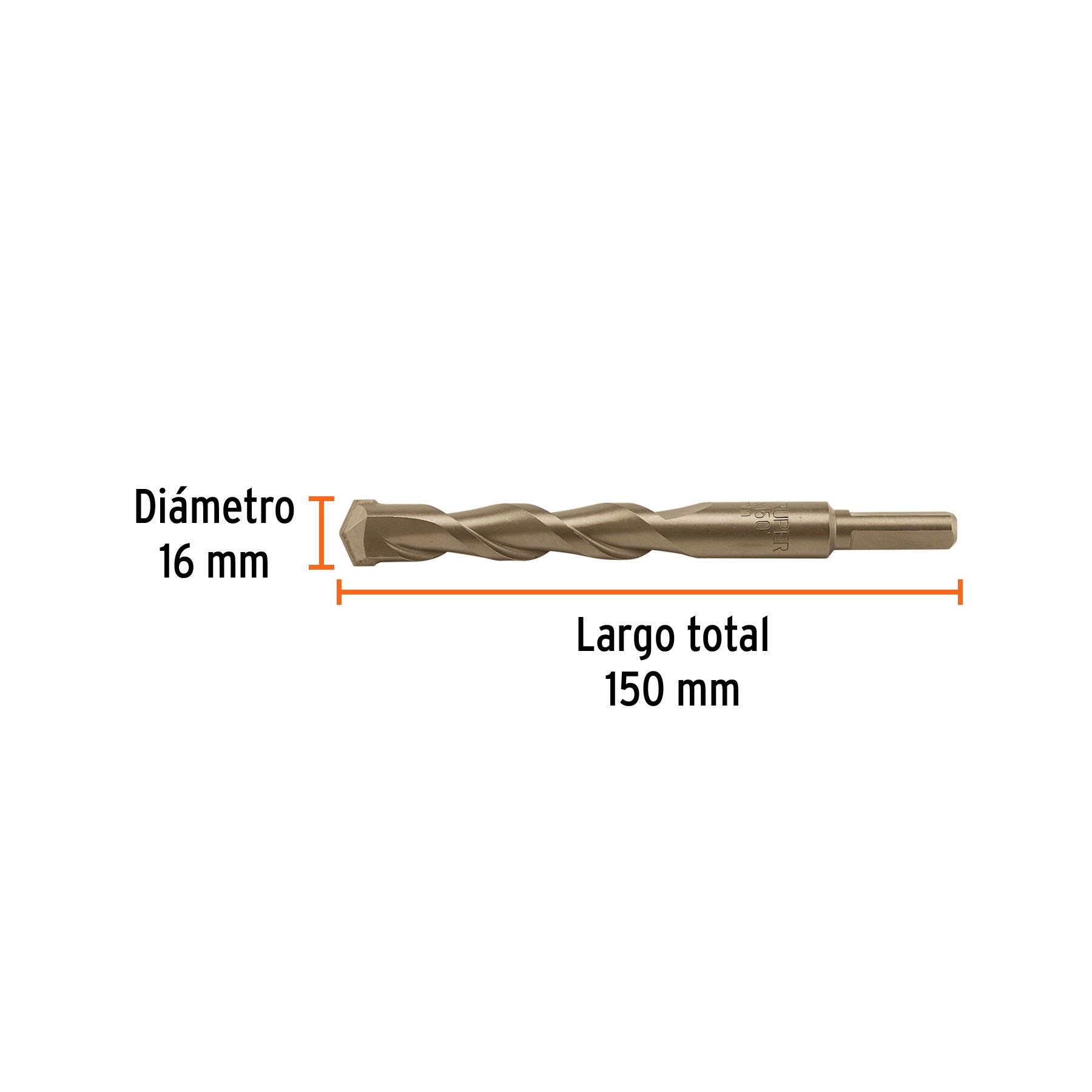 Broca para concreto 16 x 150 mm, TRUPER