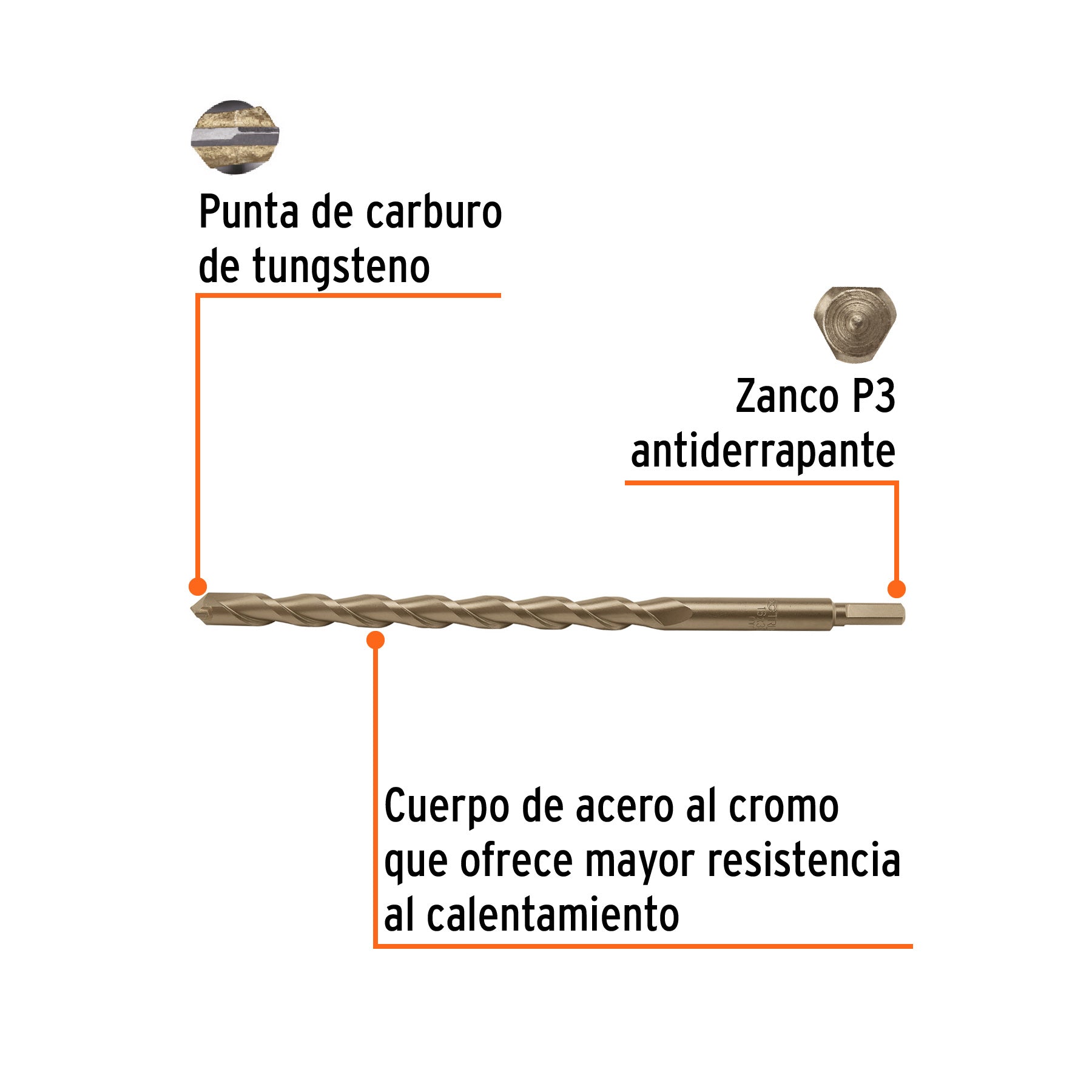Broca para concreto 16 x 300 mm, TRUPER