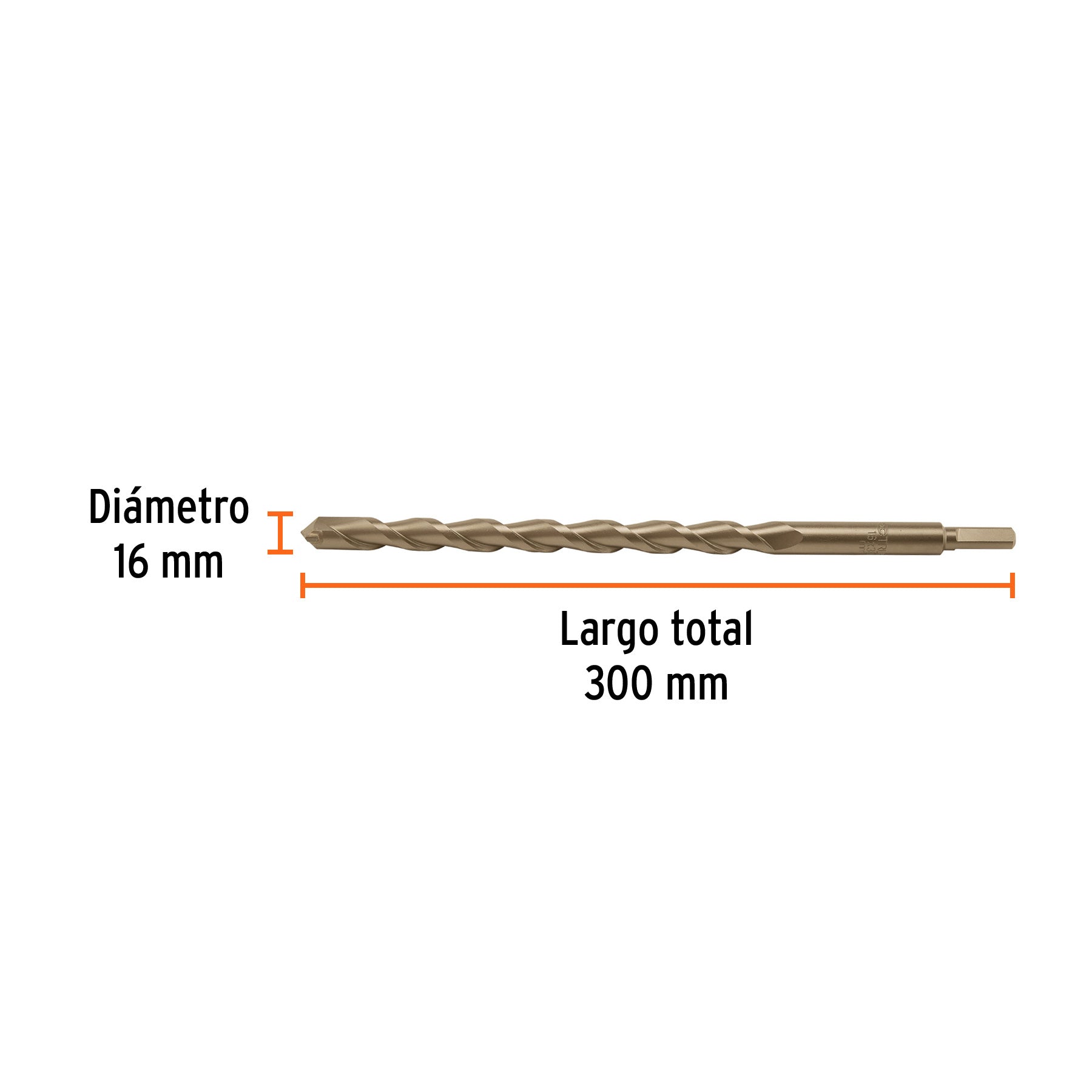 Broca para concreto 16 x 300 mm, TRUPER