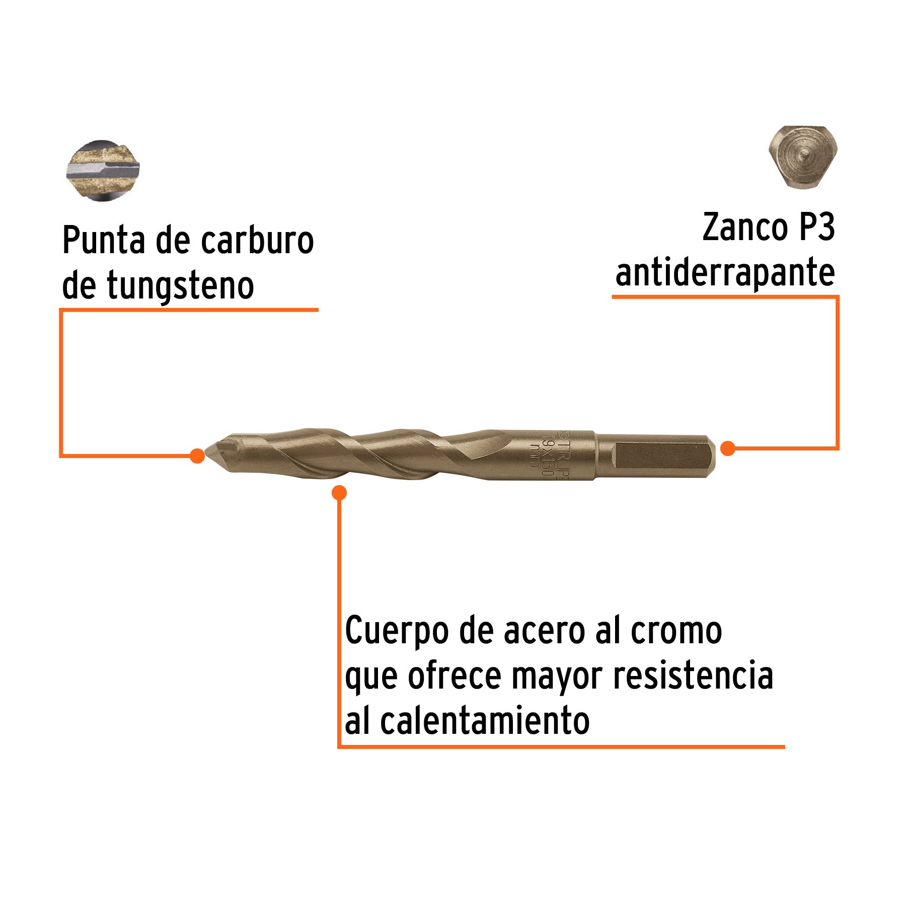 Broca para concreto 19 x 150 mm, TRUPER