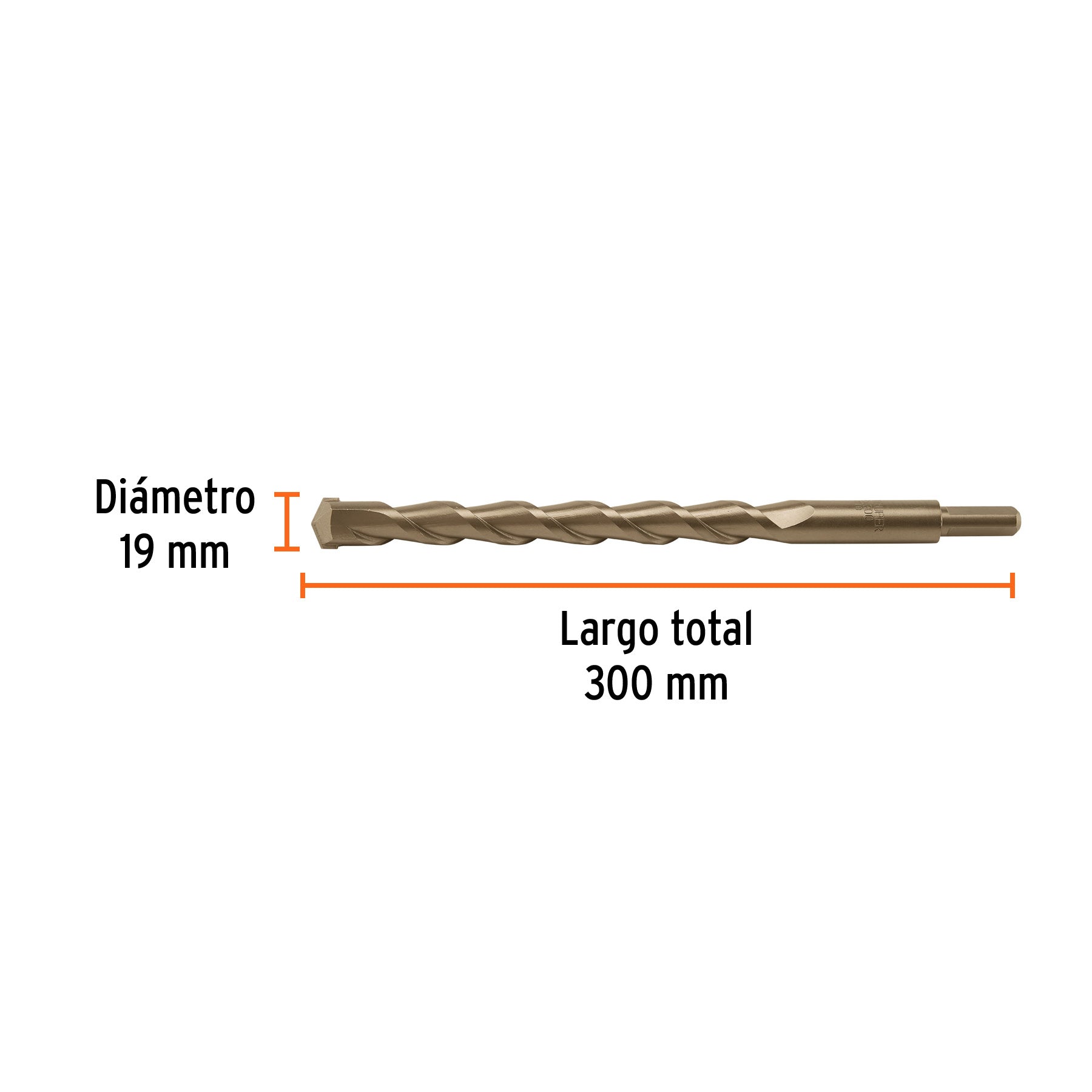 Broca para concreto 19 x 300 mm, TRUPER