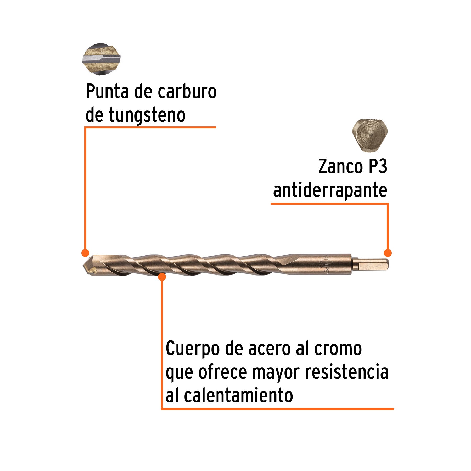 Broca para concreto de 1 x 12", TRUPER