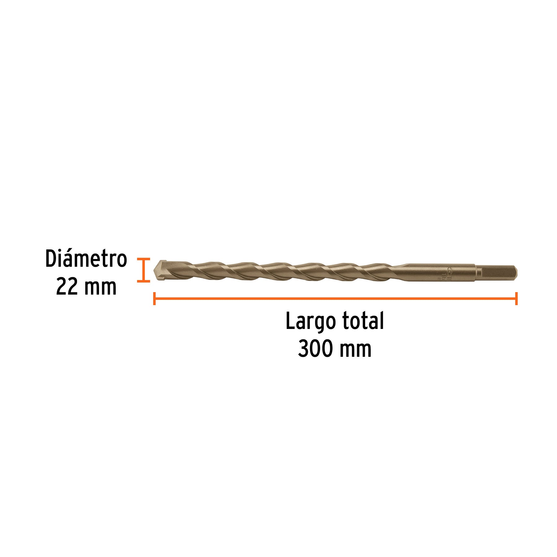 Broca para concreto 22 x 300 mm, TRUPER