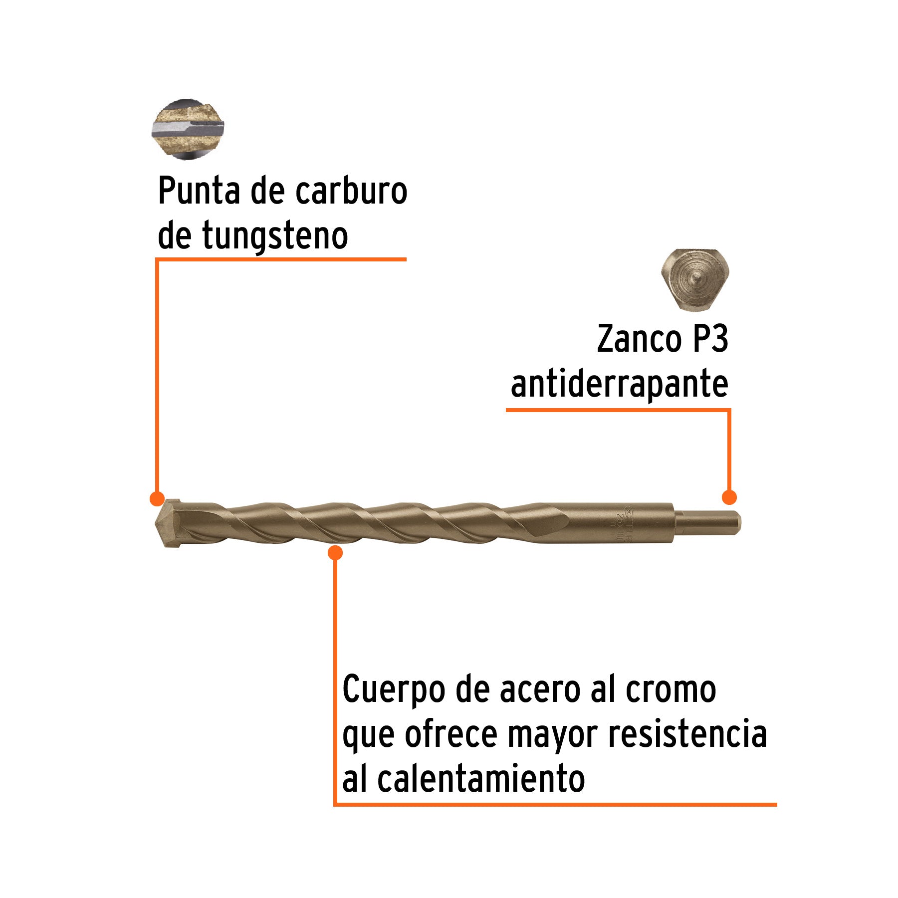 Broca para concreto 25 x 300 mm, TRUPER