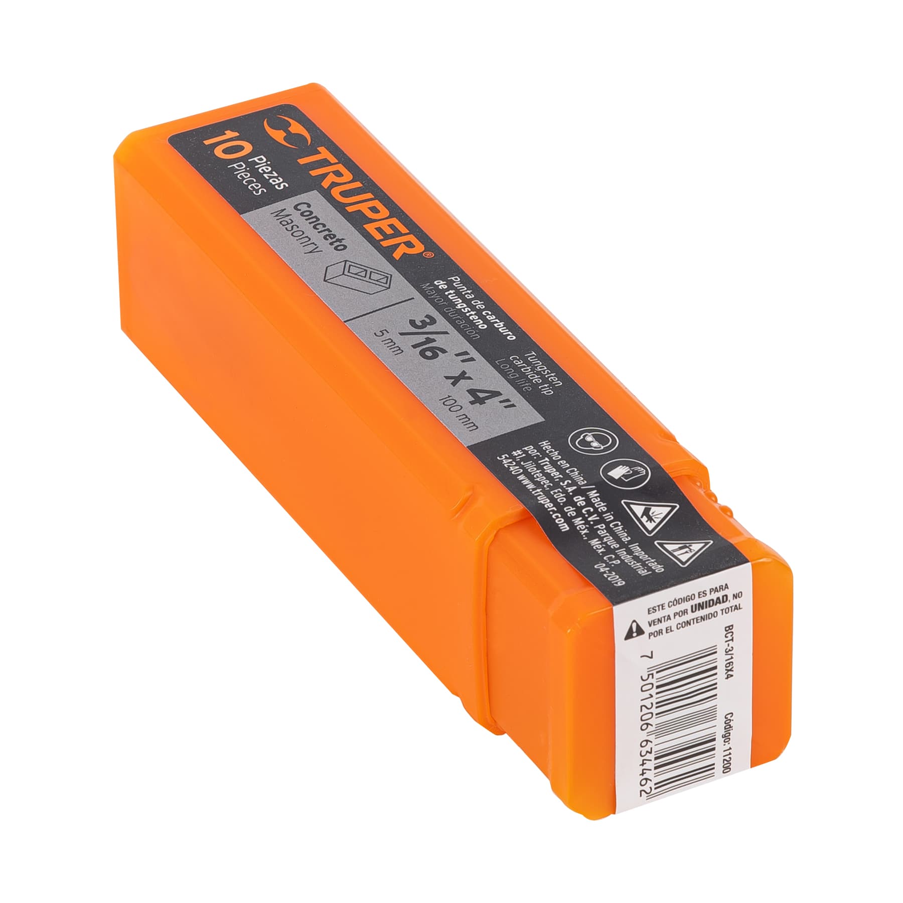 Broca para concreto de 3/16 x 4", TRUPER