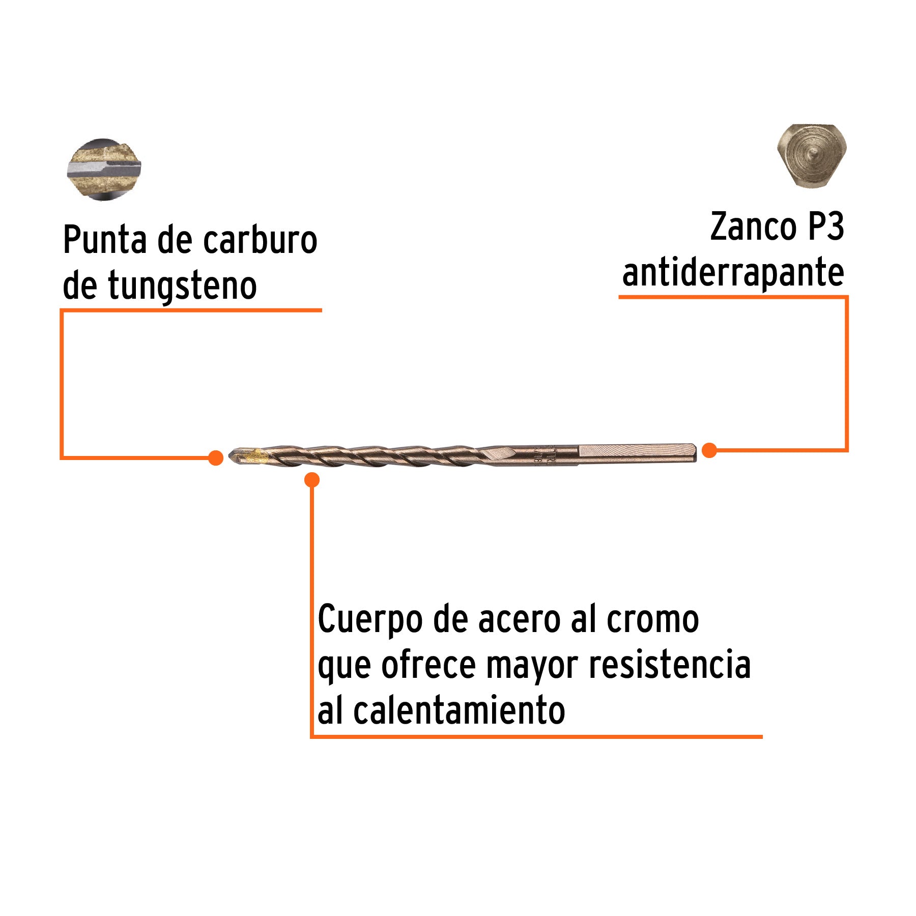 Broca para concreto de 3/16 x 4", TRUPER
