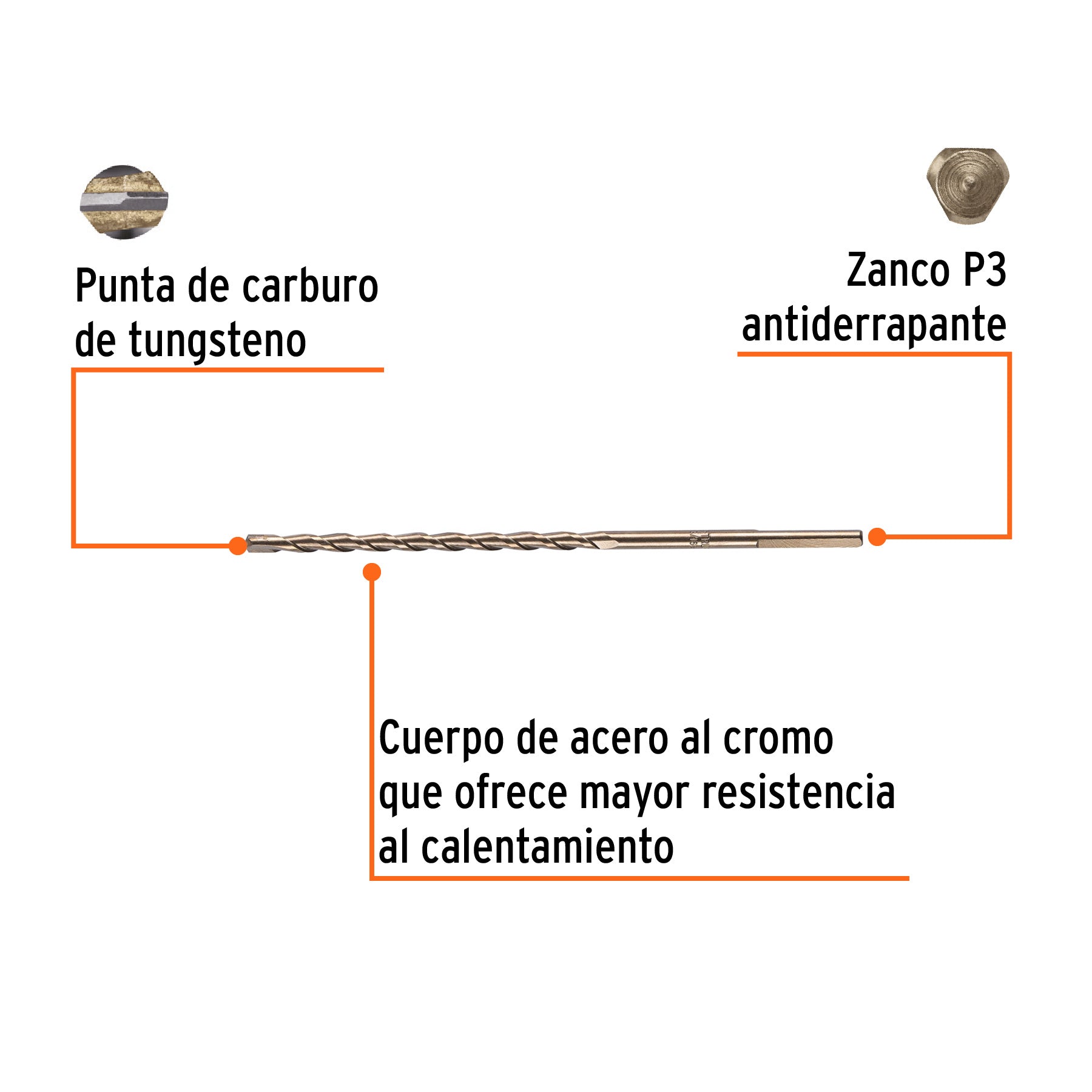 Broca para concreto de 3/16 x 6", TRUPER