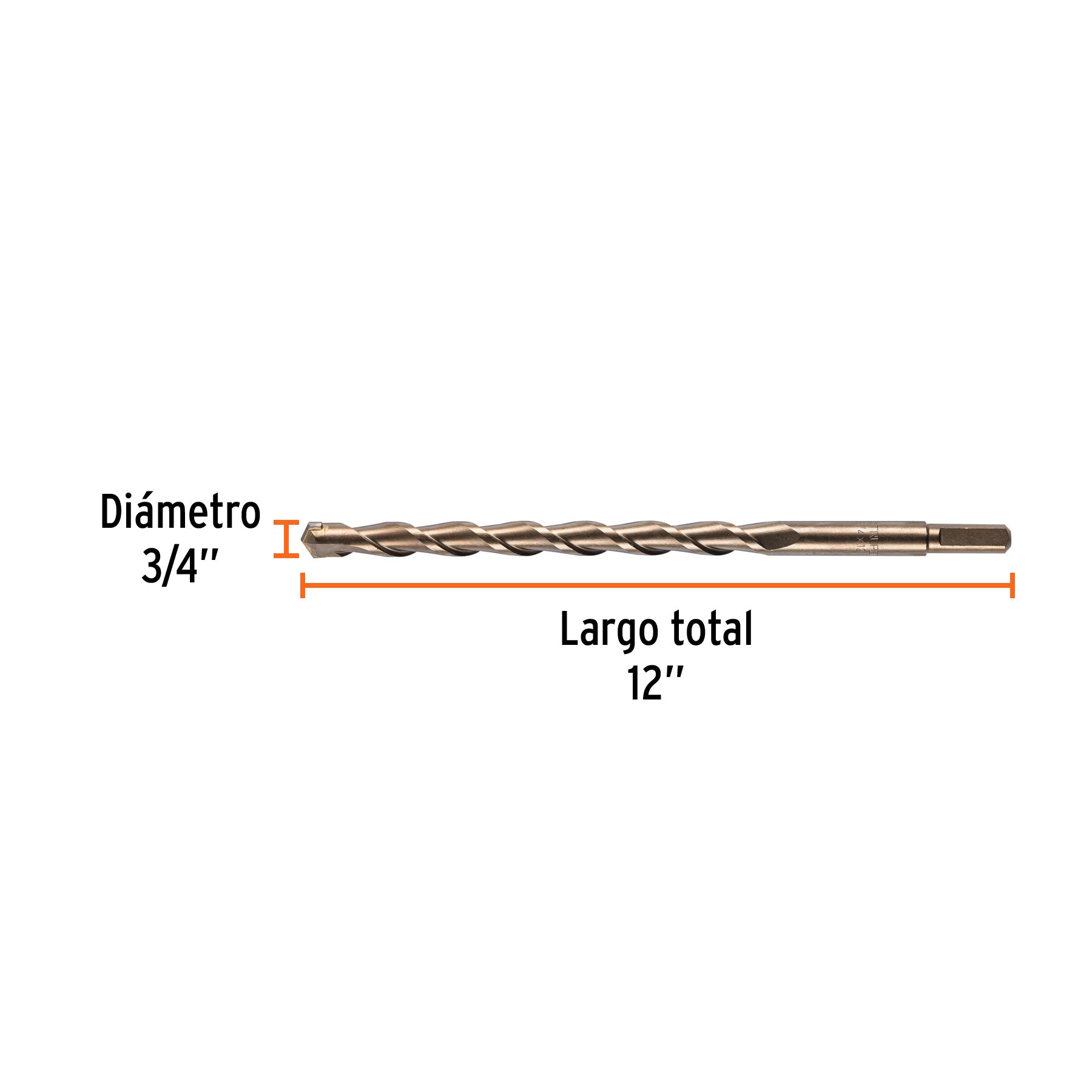 Broca para concreto de 3/4 x 12", TRUPER