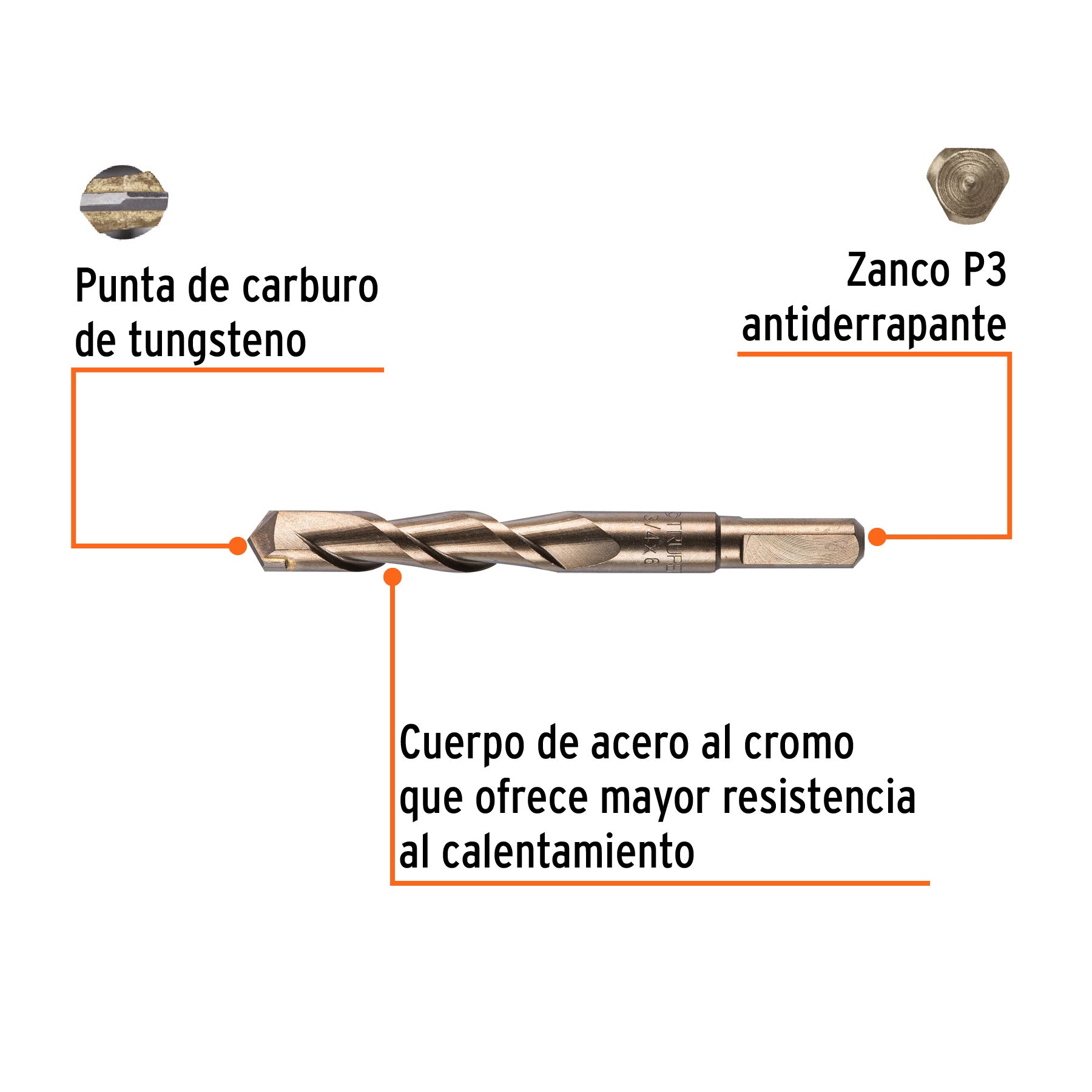 Broca para concreto de 3/4 x 6", TRUPER