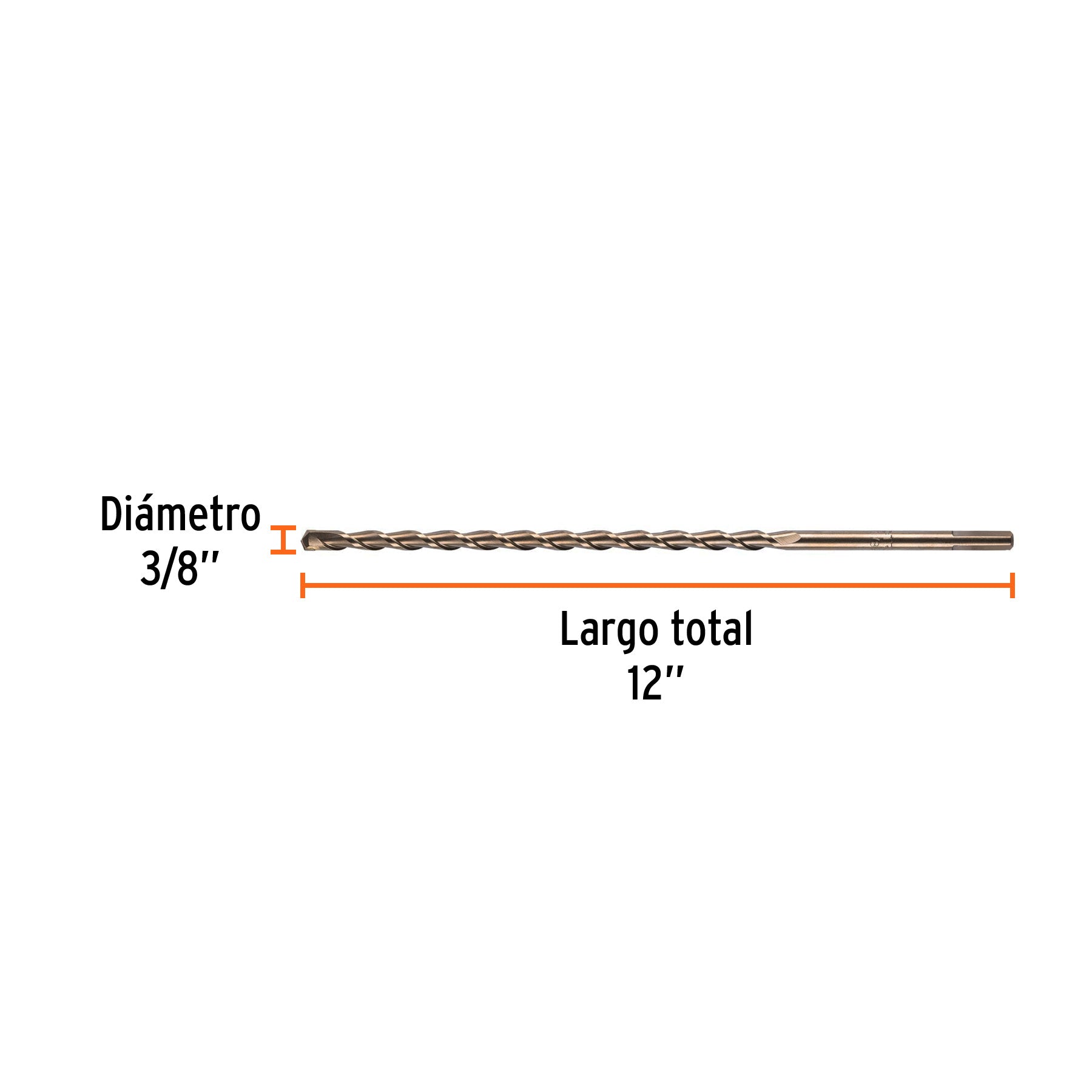 Broca para concreto de 3/8 x 12", TRUPER