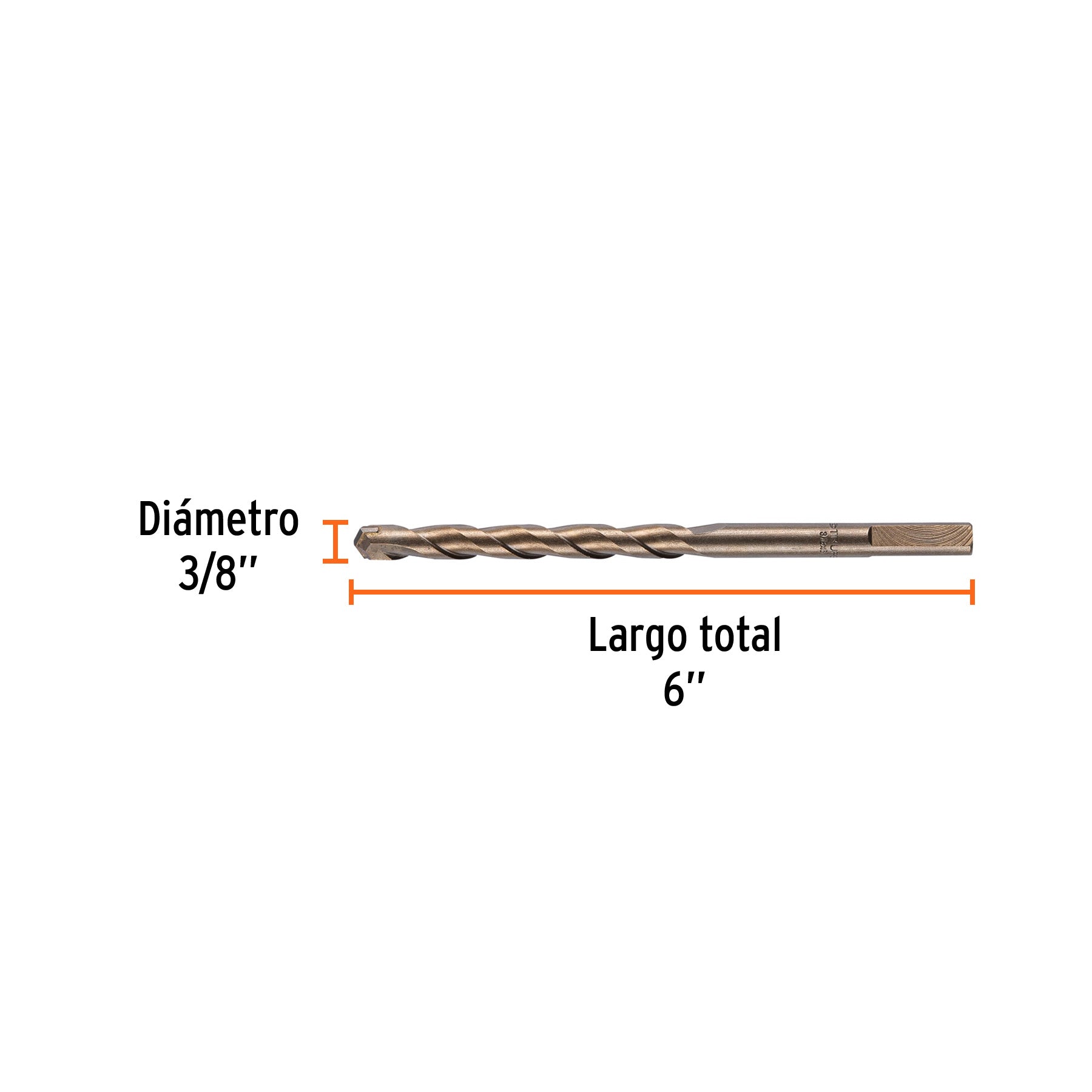 Broca para concreto de 3/8 x 6" en blíster, TRUPER