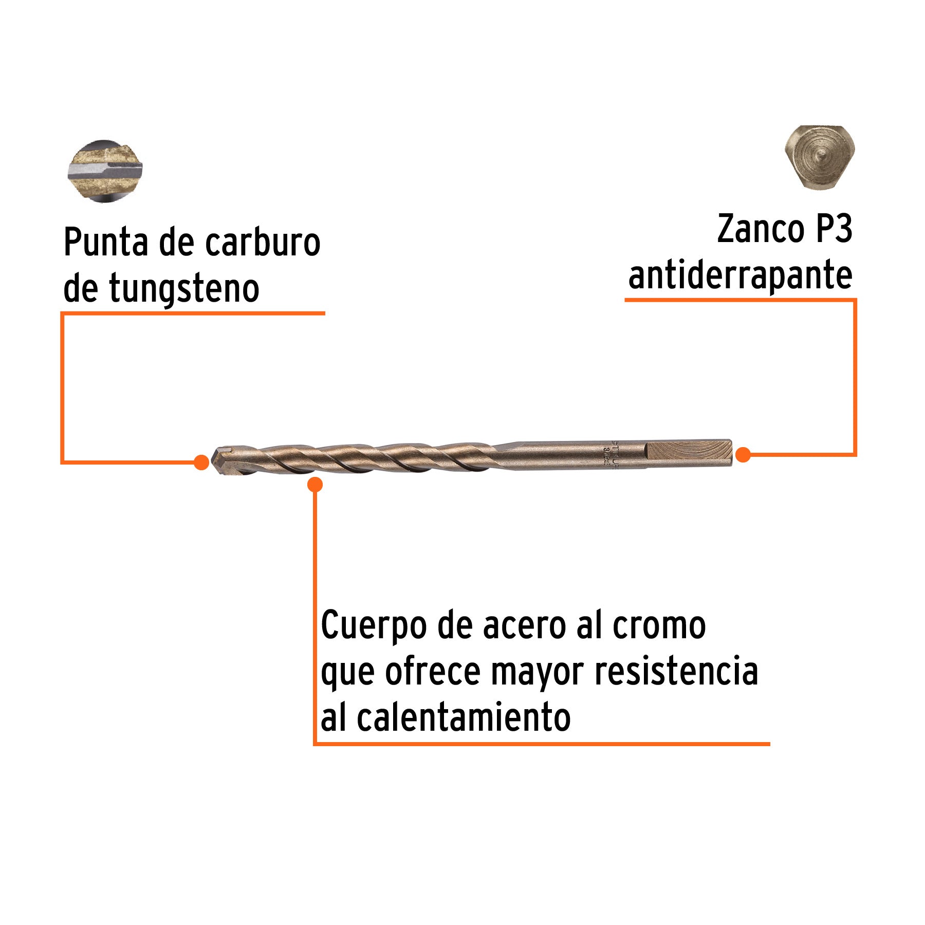 Broca para concreto de 3/8 x 6", TRUPER