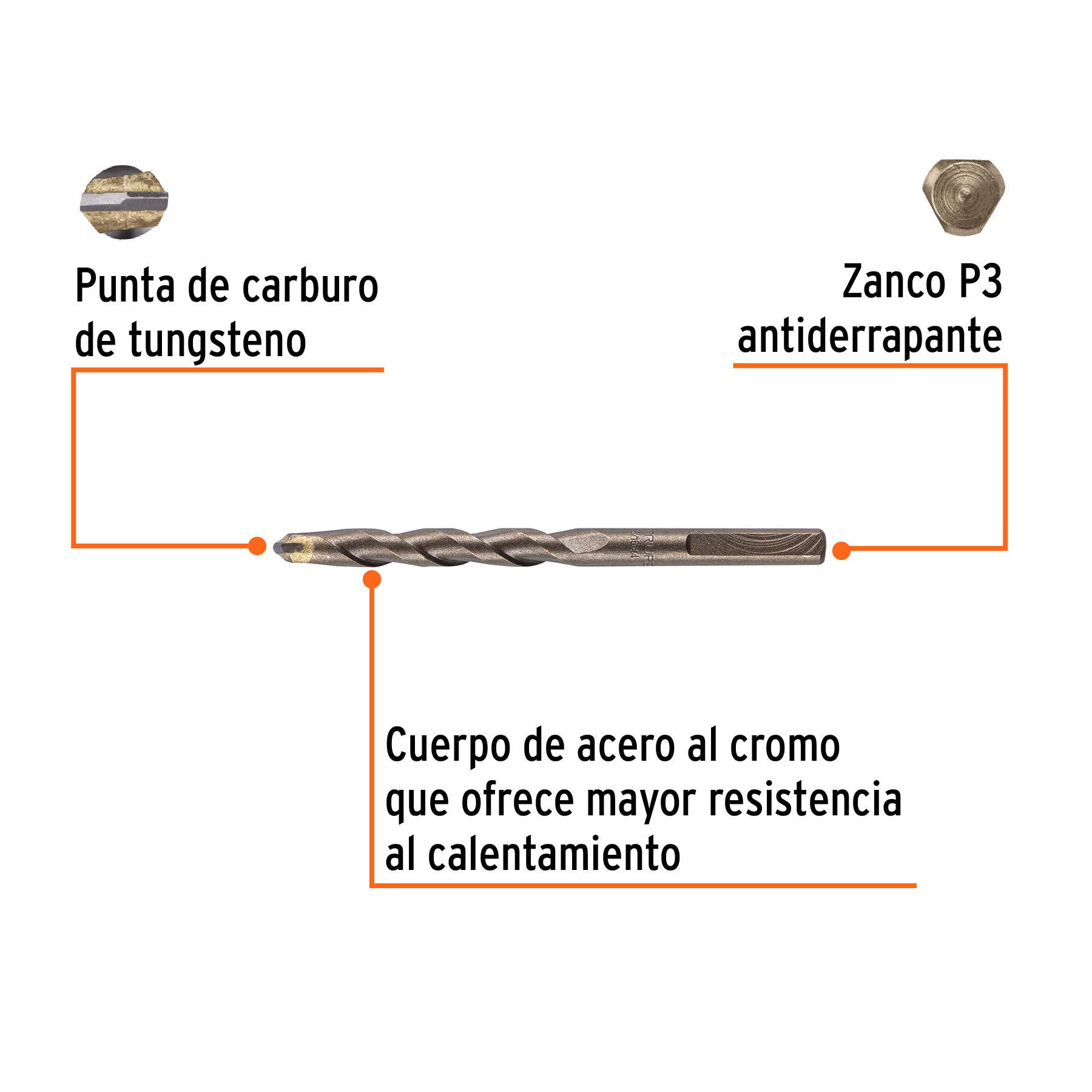 Broca para concreto de 5/16 x 4", TRUPER