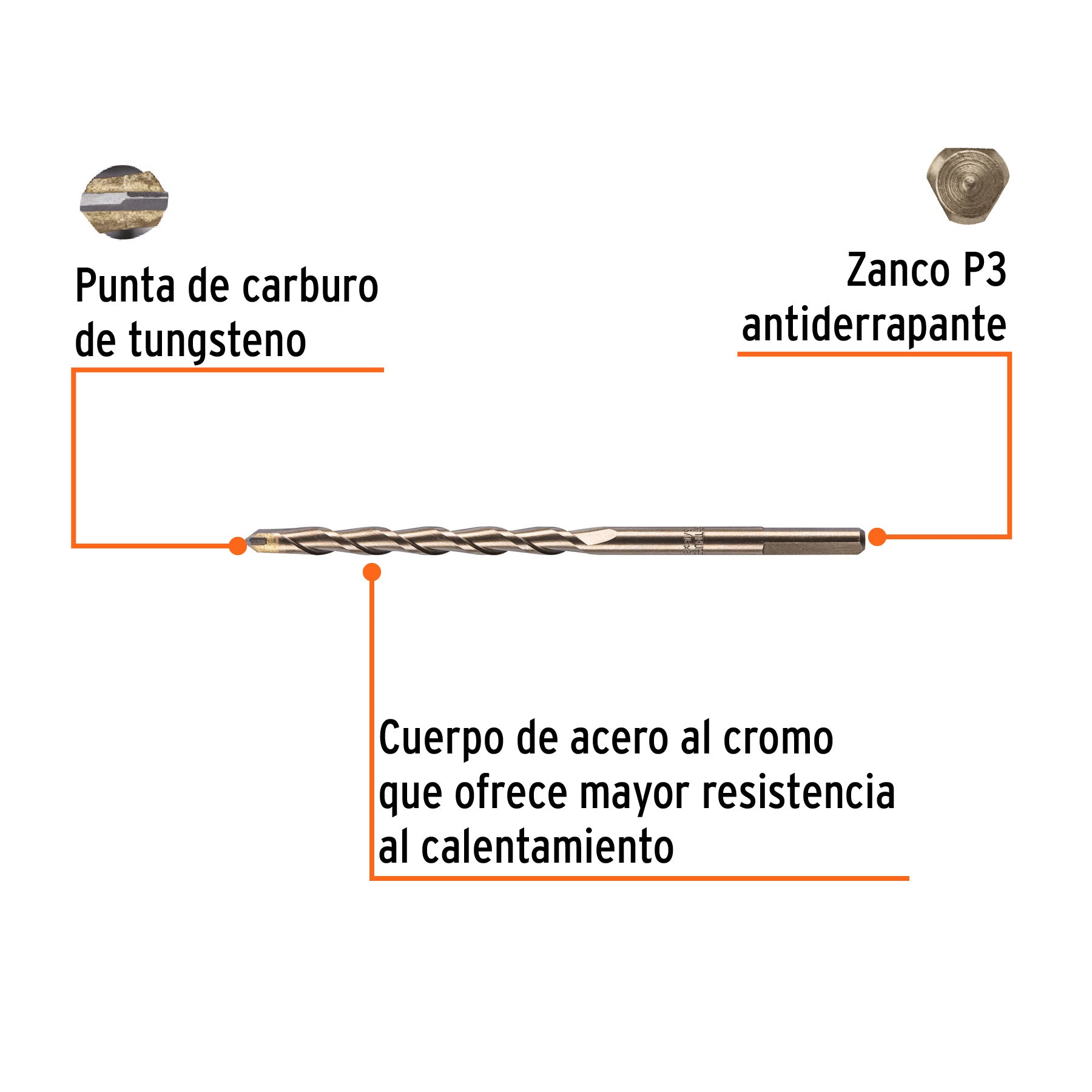 Broca para concreto de 5/16 x 6" en blíster, TRUPER