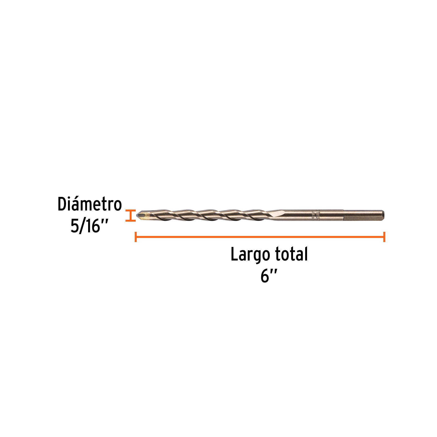 Broca para concreto de 5/16 x 6" en blíster, TRUPER