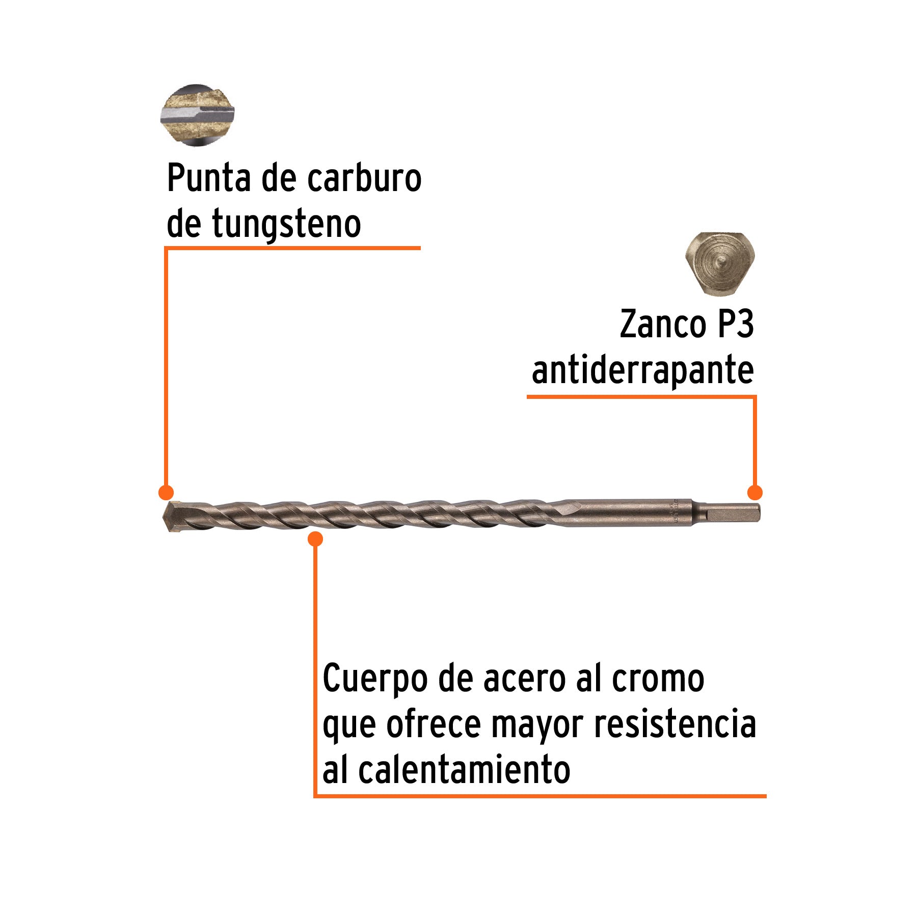 Broca para concreto de 5/8 x 12", TRUPER