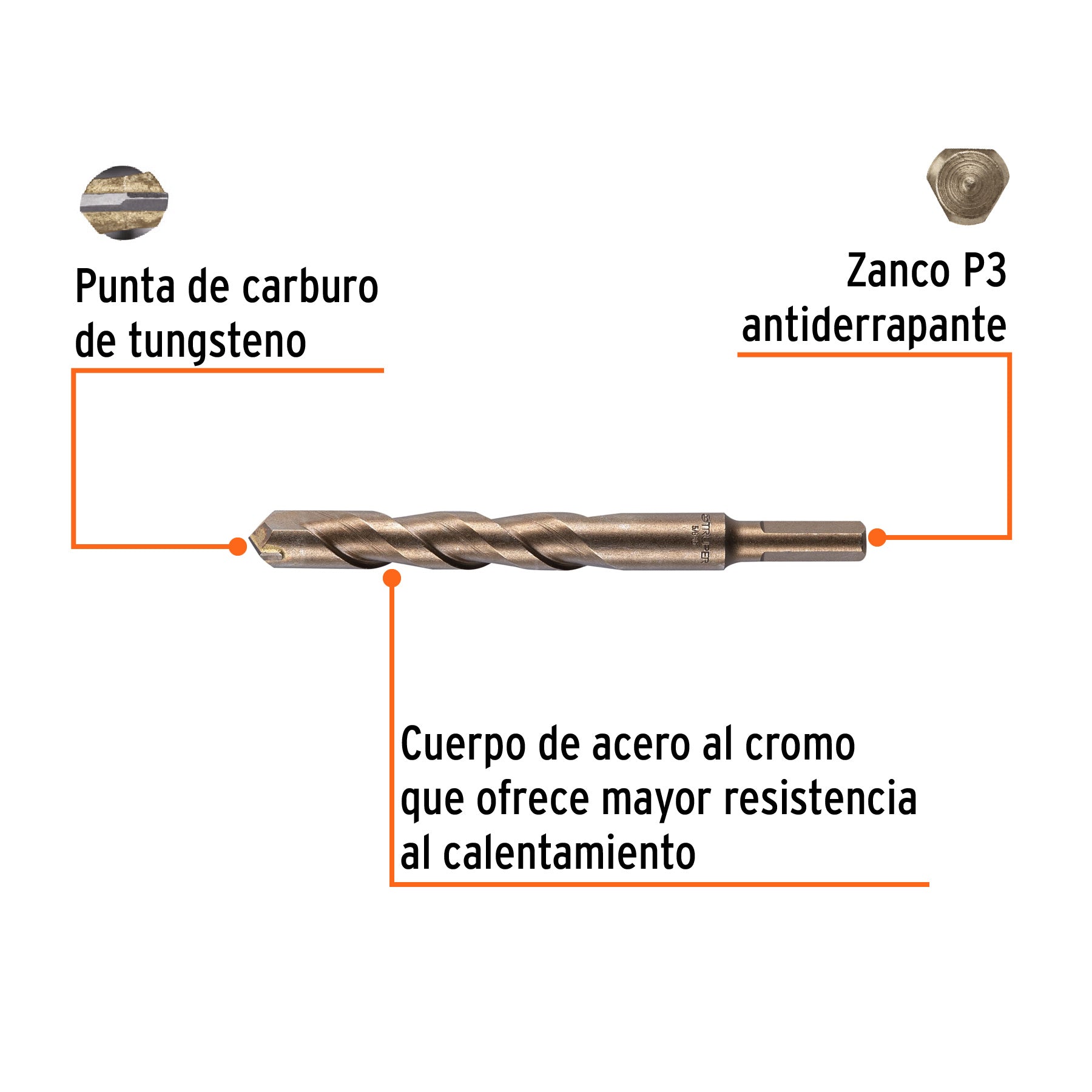 Broca para concreto de 5/8 x 6", TRUPER