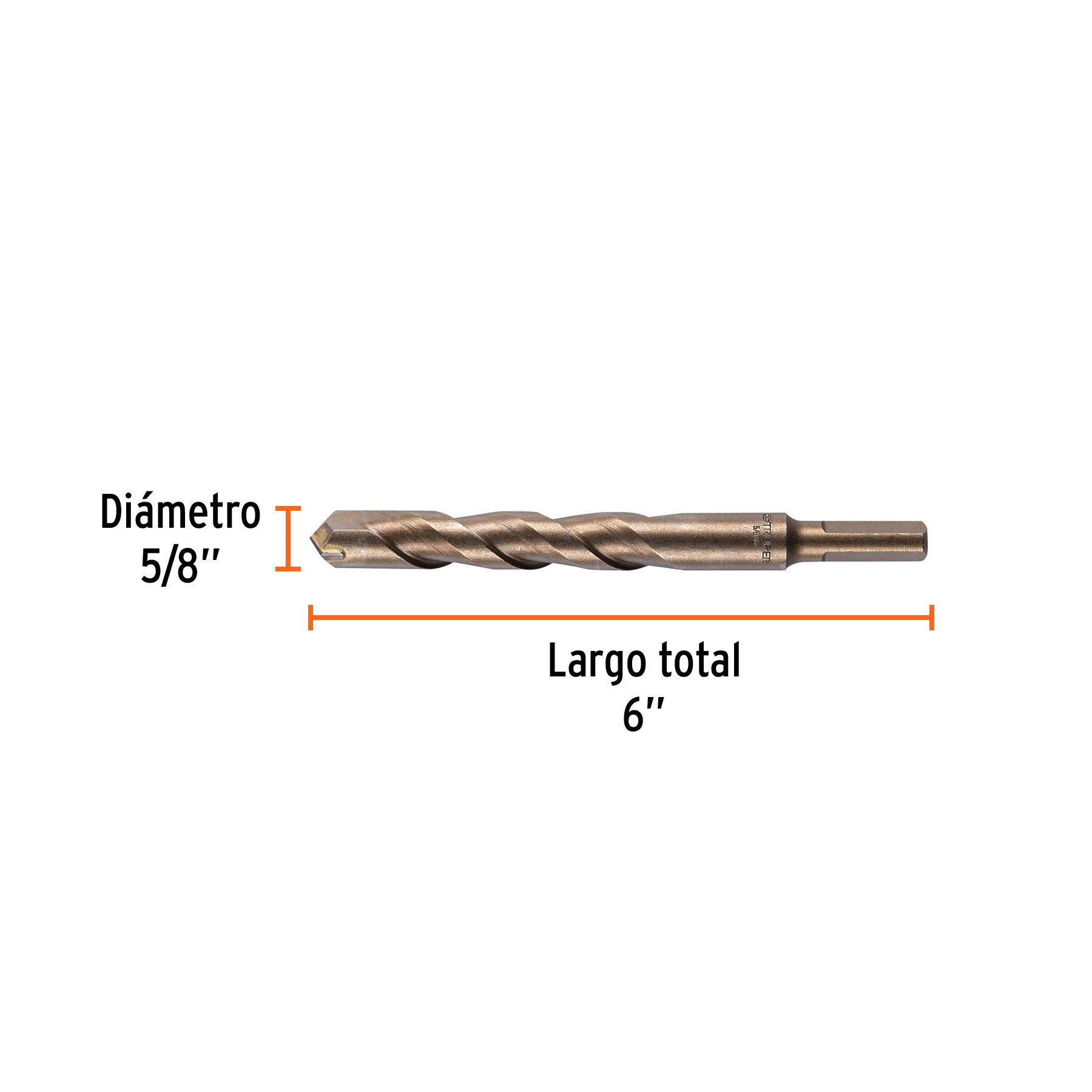 Broca para concreto de 5/8 x 6", TRUPER