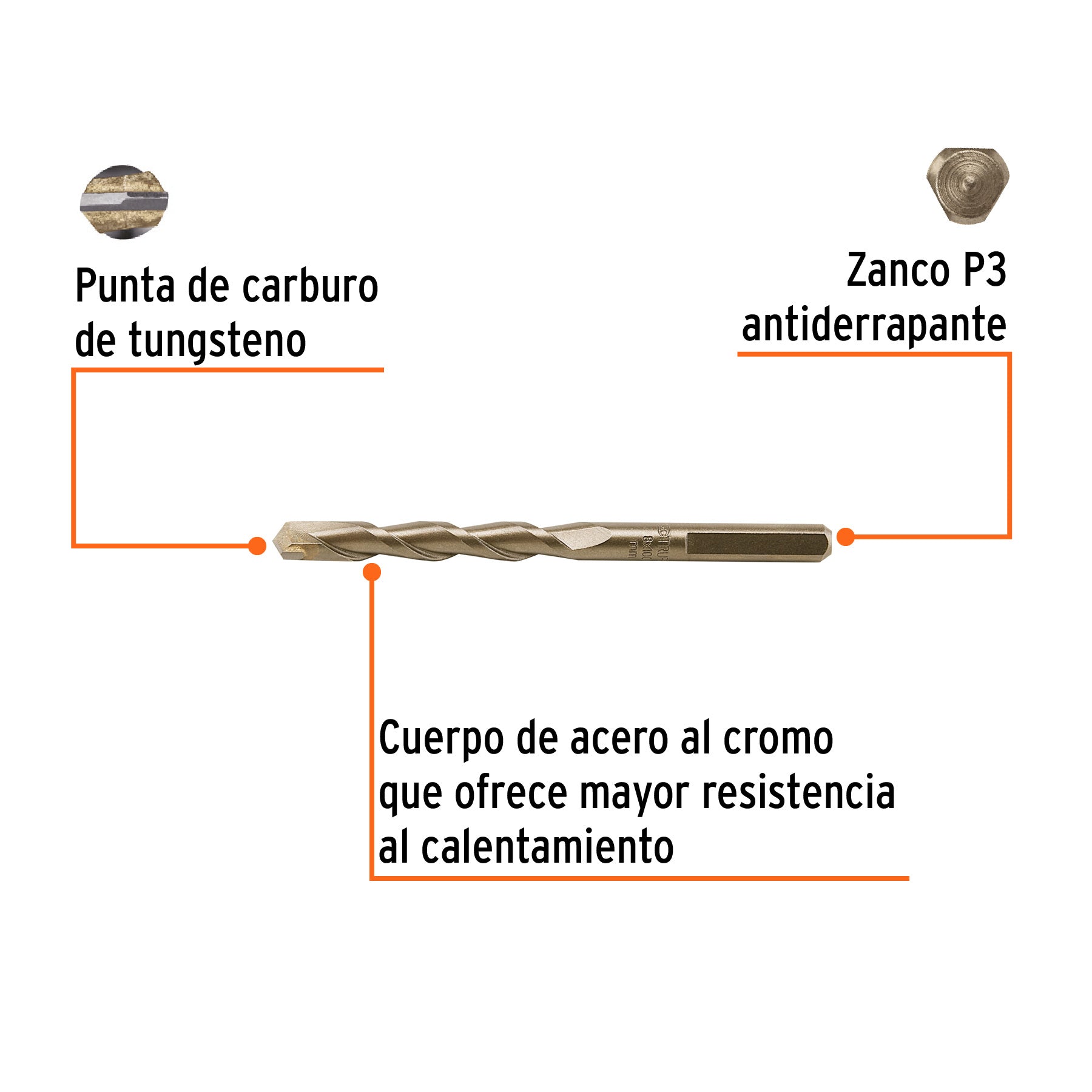 Broca para concreto 8 x 100 mm, TRUPER
