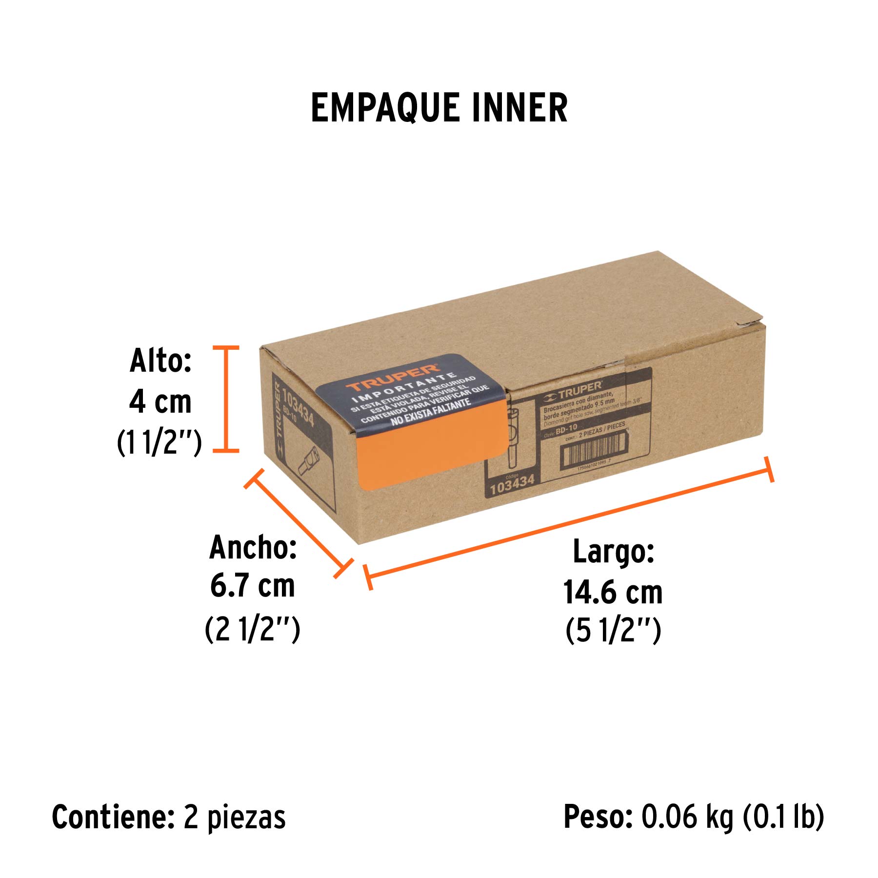 Broca diamantada 3/8" (10 mm), TRUPER - Empaque
