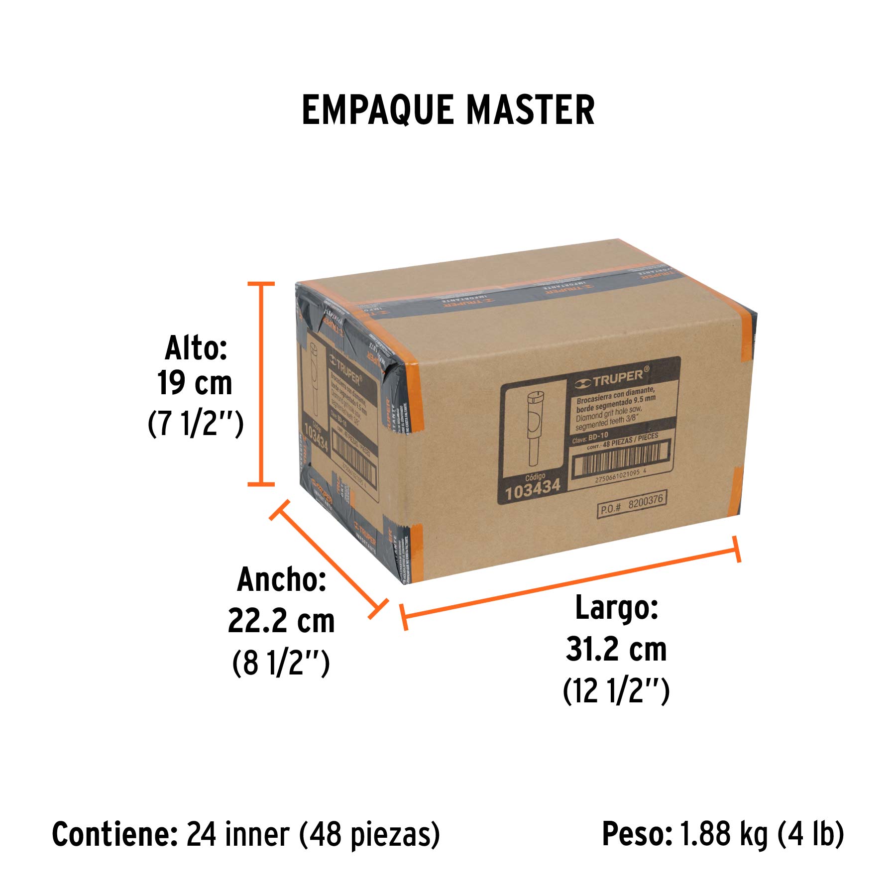 Broca diamantada 3/8" (10 mm), TRUPER - Empaque