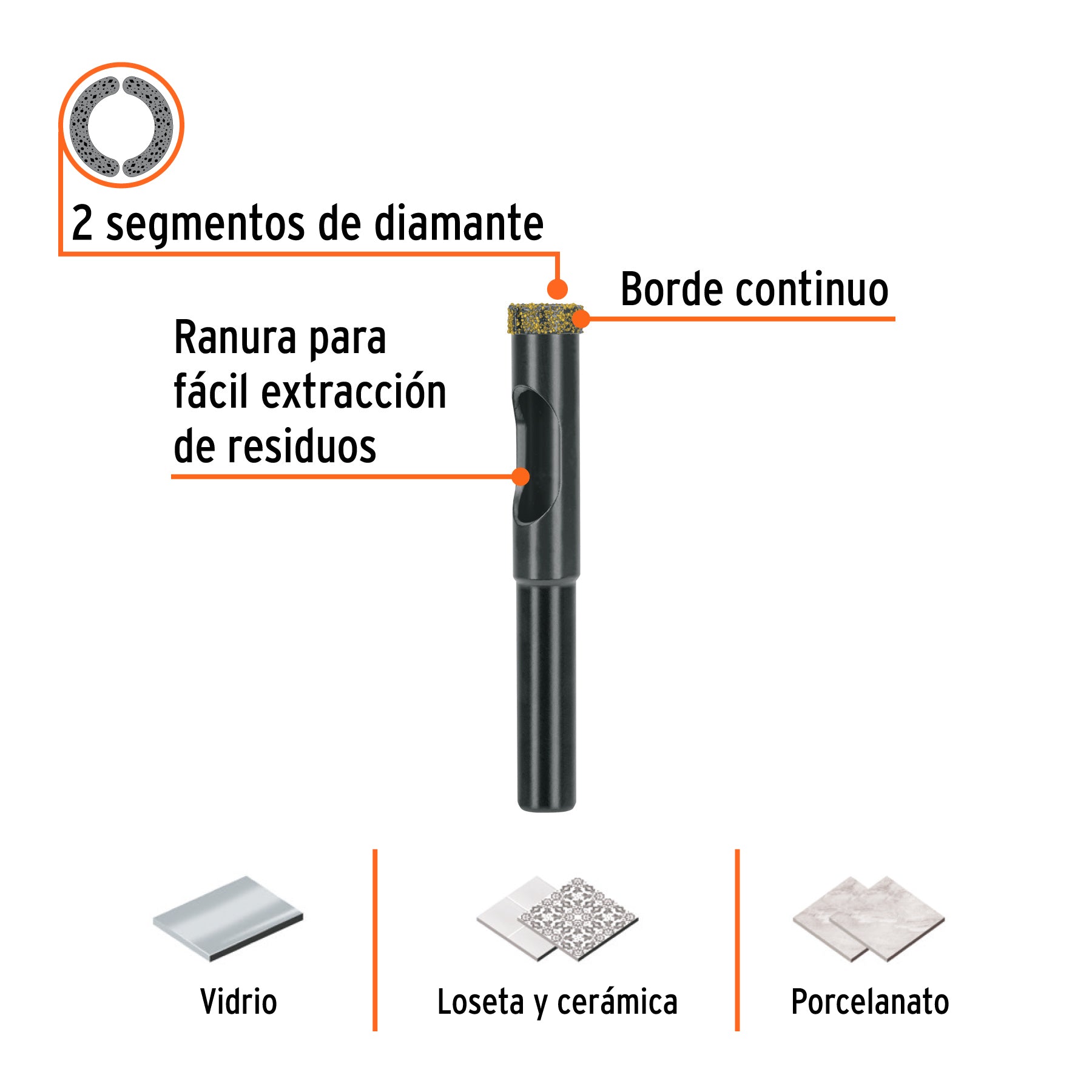 Broca diamantada 3/8" (10 mm), TRUPER