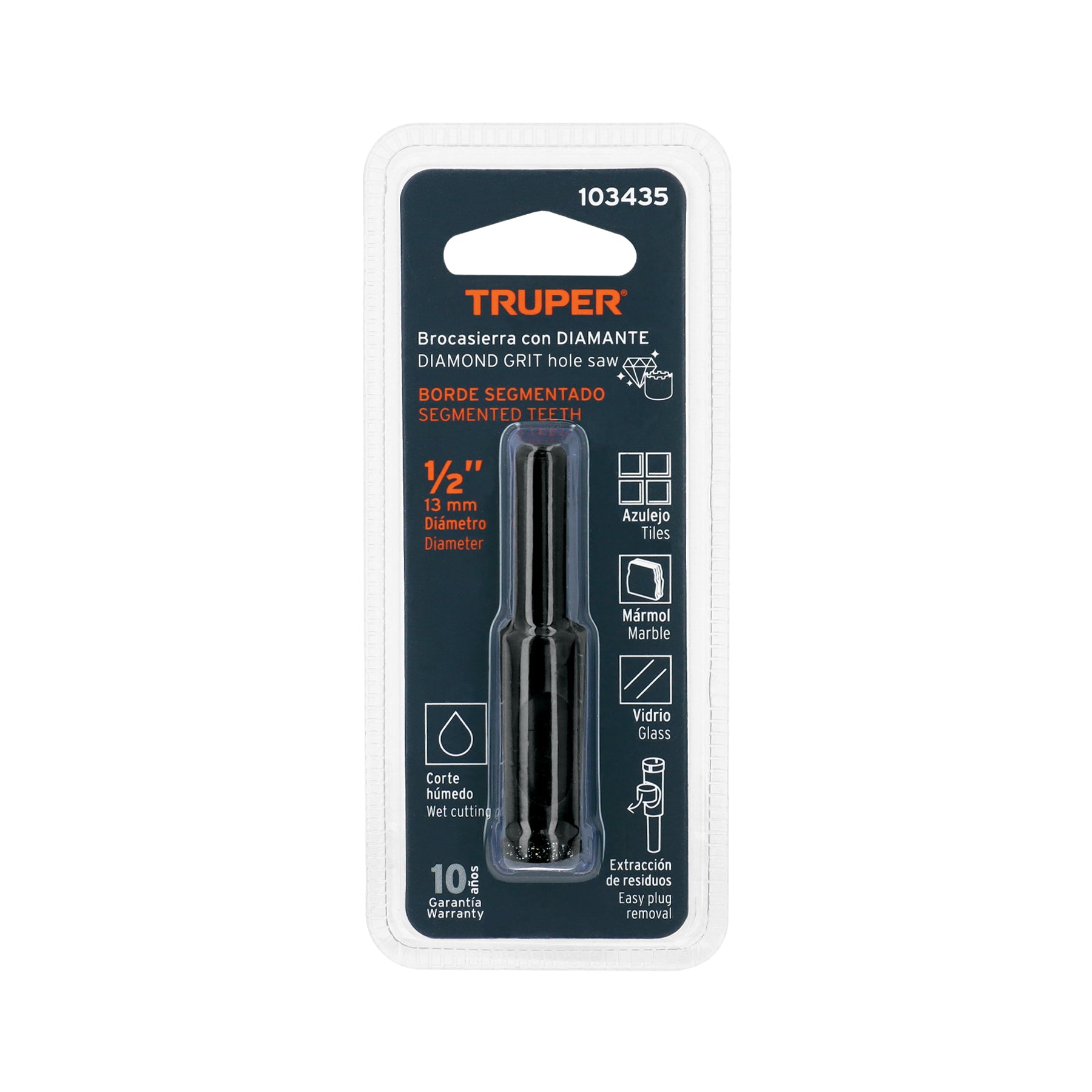 Broca diamantada 1/2" (13 mm), TRUPER
