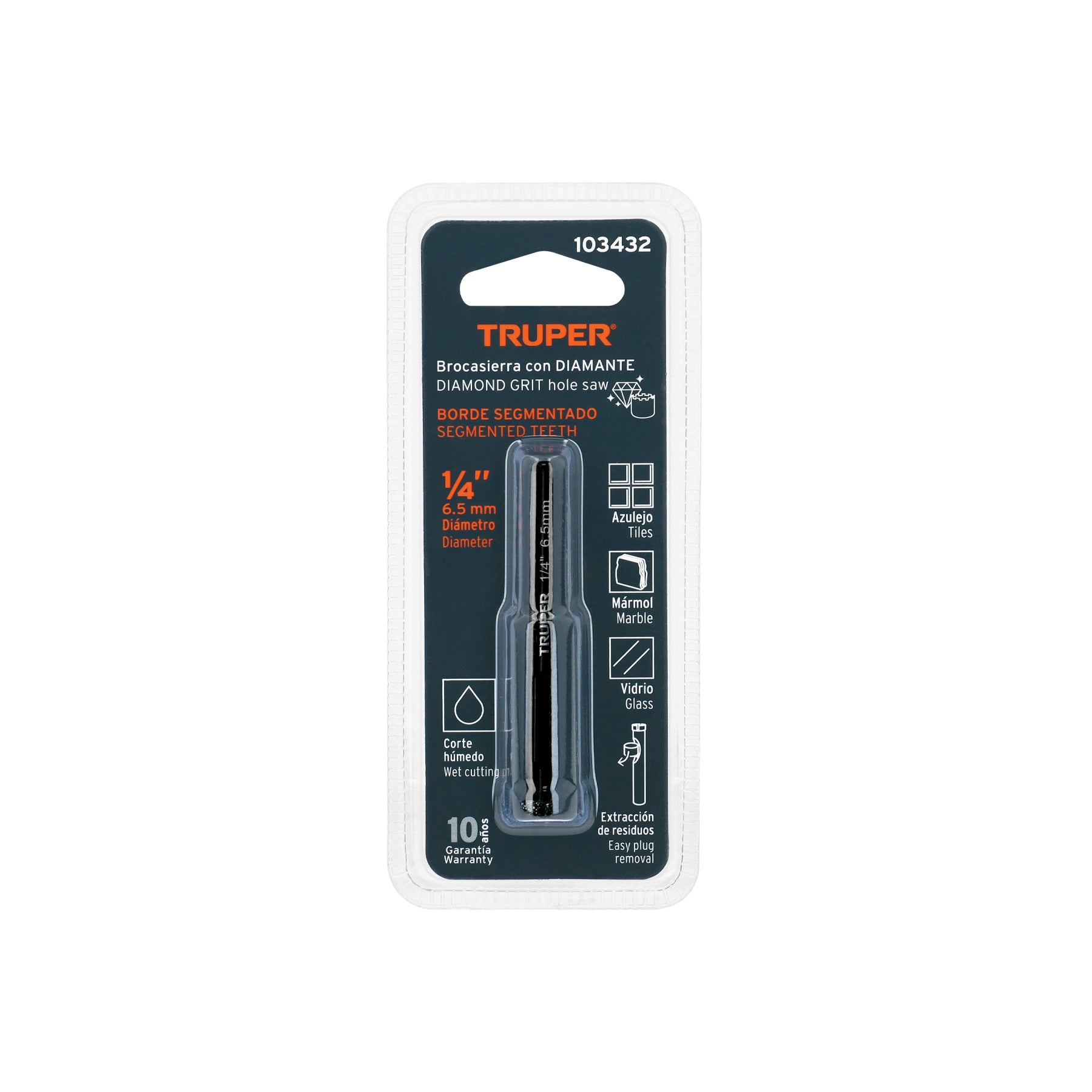 Broca diamantada 1/4" (6 mm), TRUPER