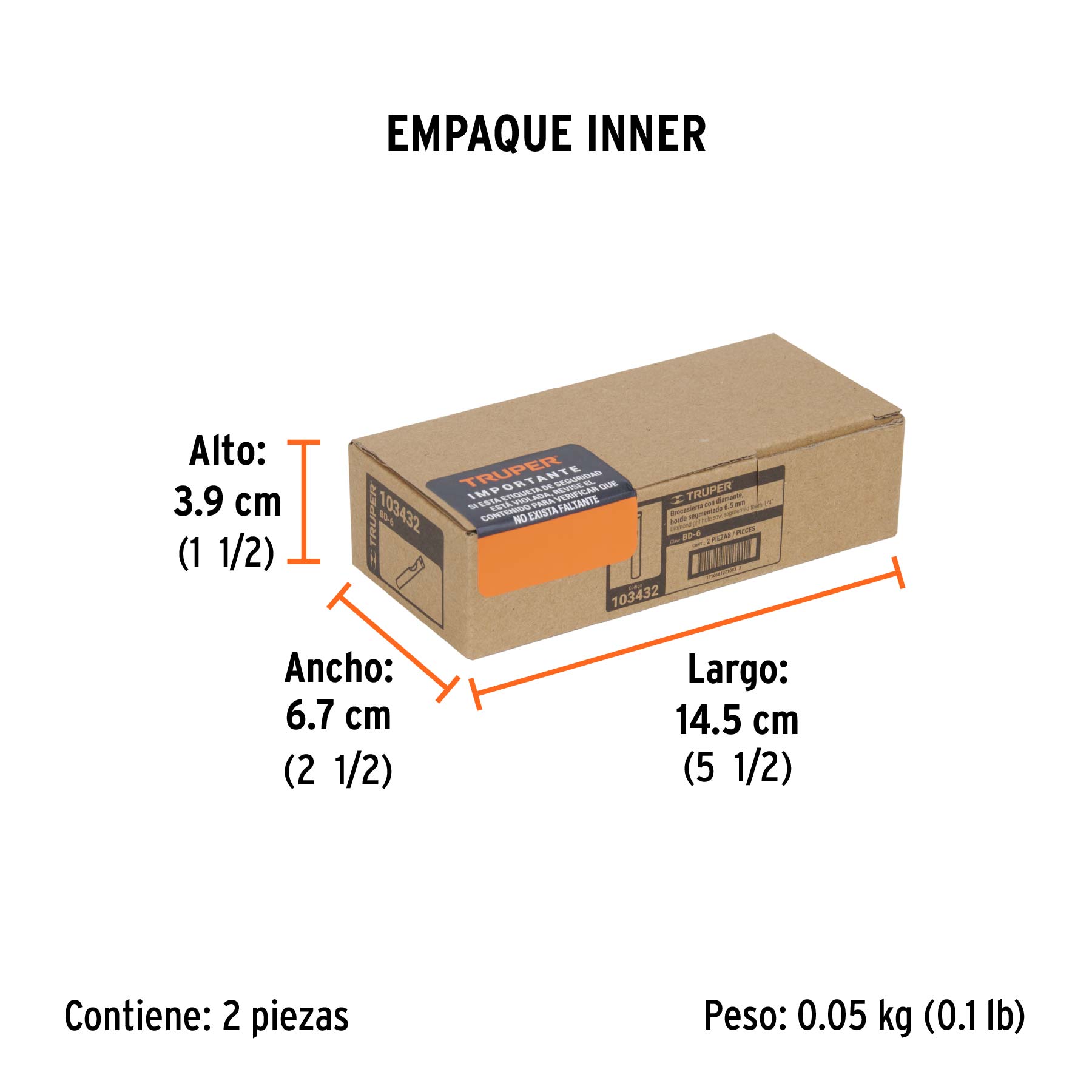Broca diamantada 1/4" (6 mm), TRUPER - Empaque