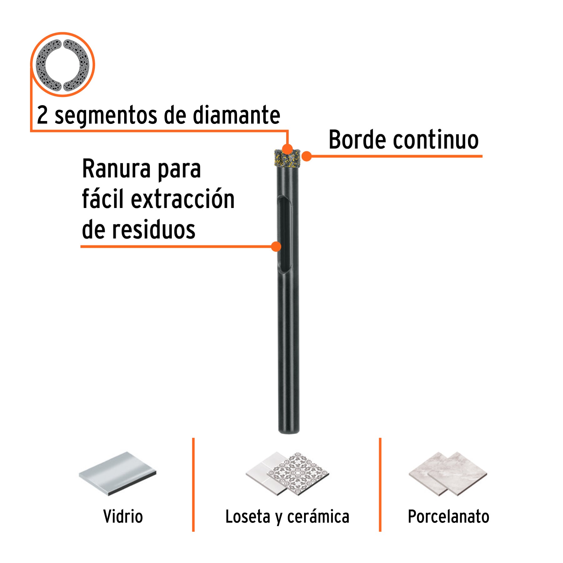 Broca diamantada 1/4" (6 mm), TRUPER