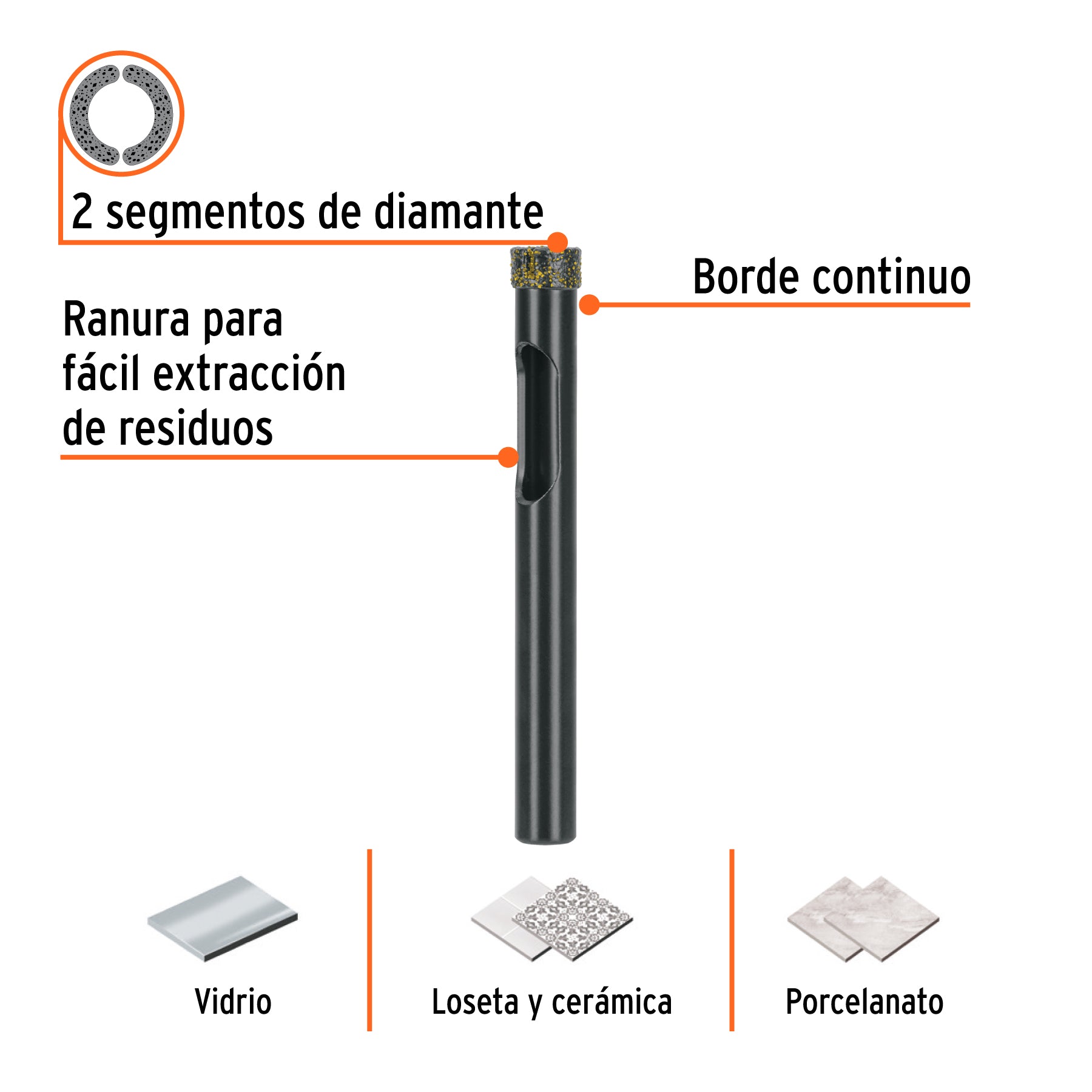 Broca diamantada 5/16" (8 mm), TRUPER