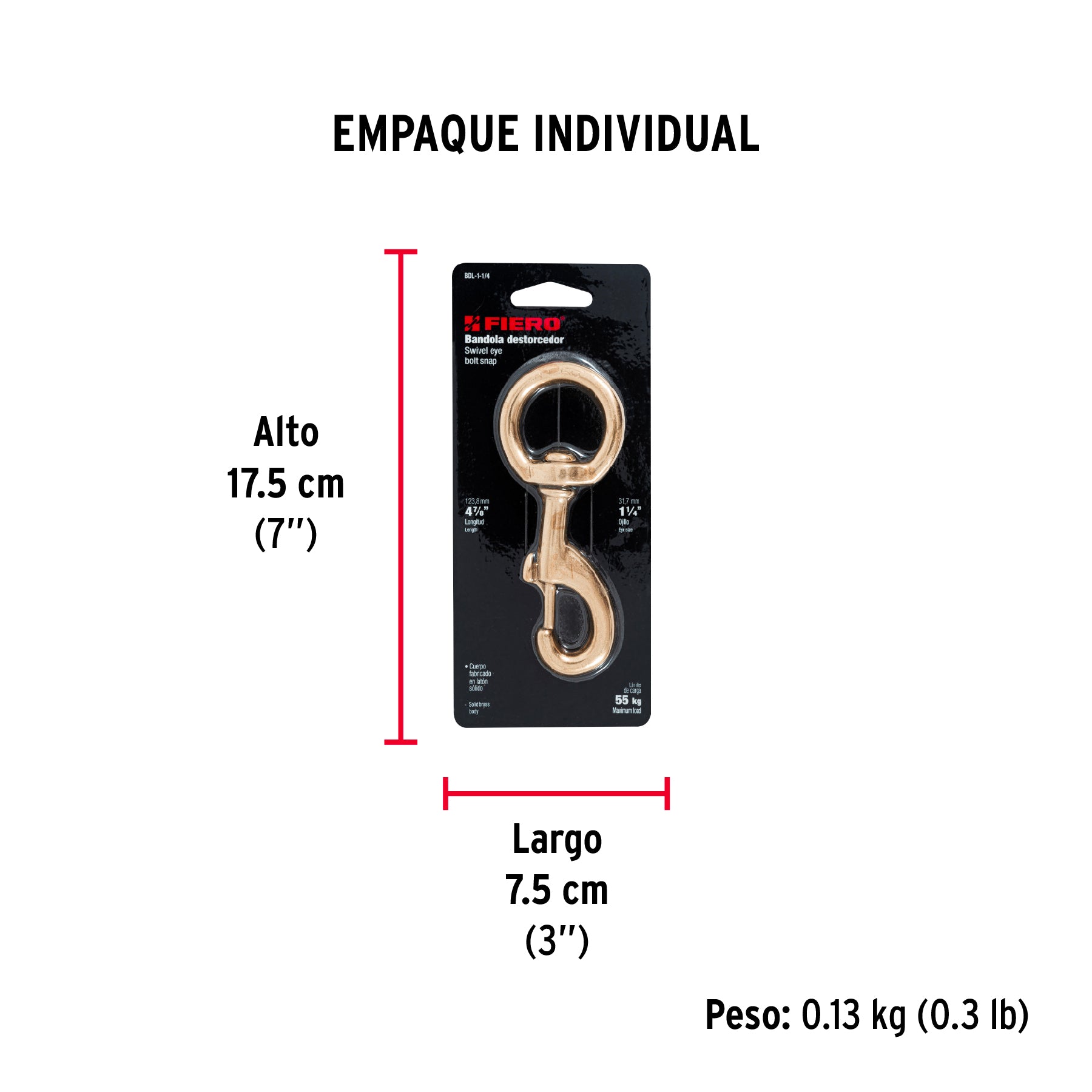 Bandola destorcedora de latón 1-1/4", FIERO - Empaque