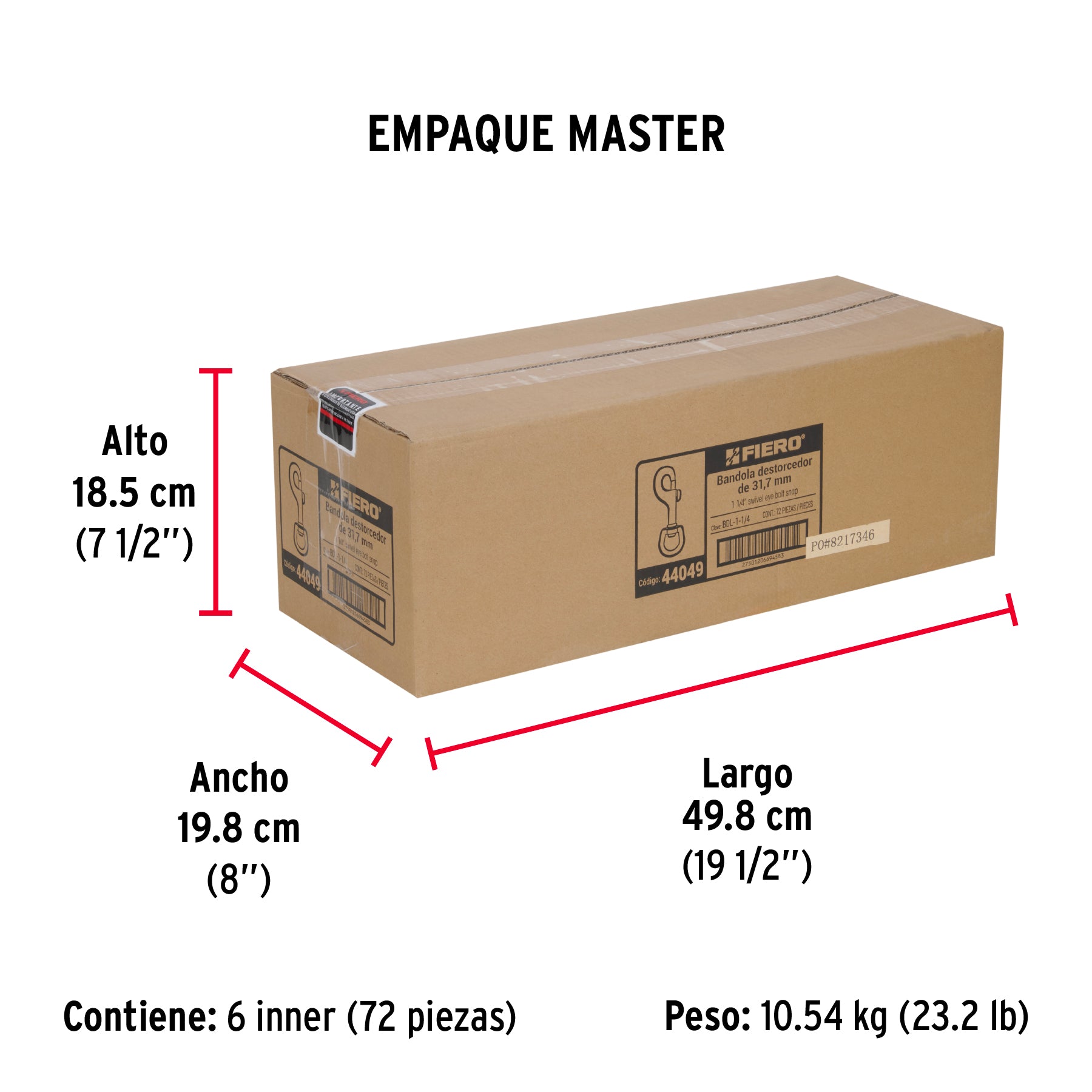 Bandola destorcedora de latón 1-1/4", FIERO - Empaque
