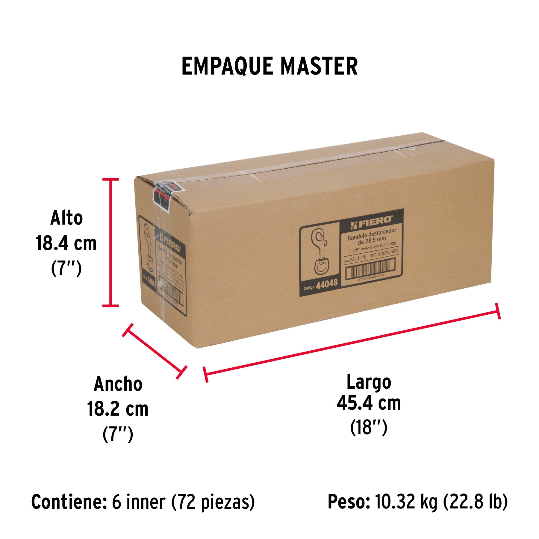 Bandola destorcedora de latón 1-1/8", FIERO - Empaque