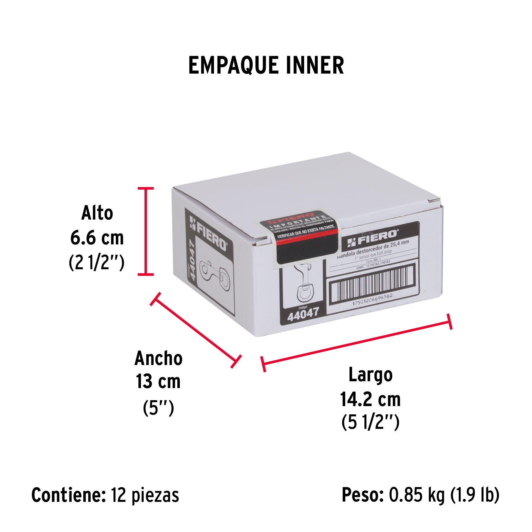 Bandola destorcedora de latón 1", FIERO - Empaque