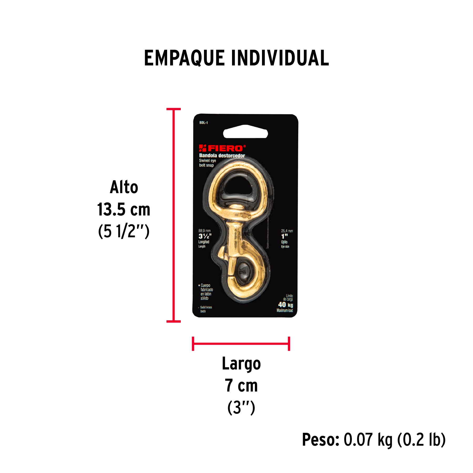 Bandola destorcedora de latón 1", FIERO - Empaque