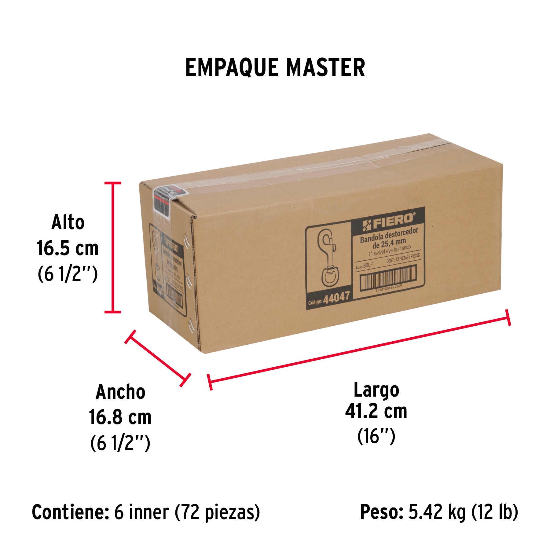 Bandola destorcedora de latón 1", FIERO - Empaque